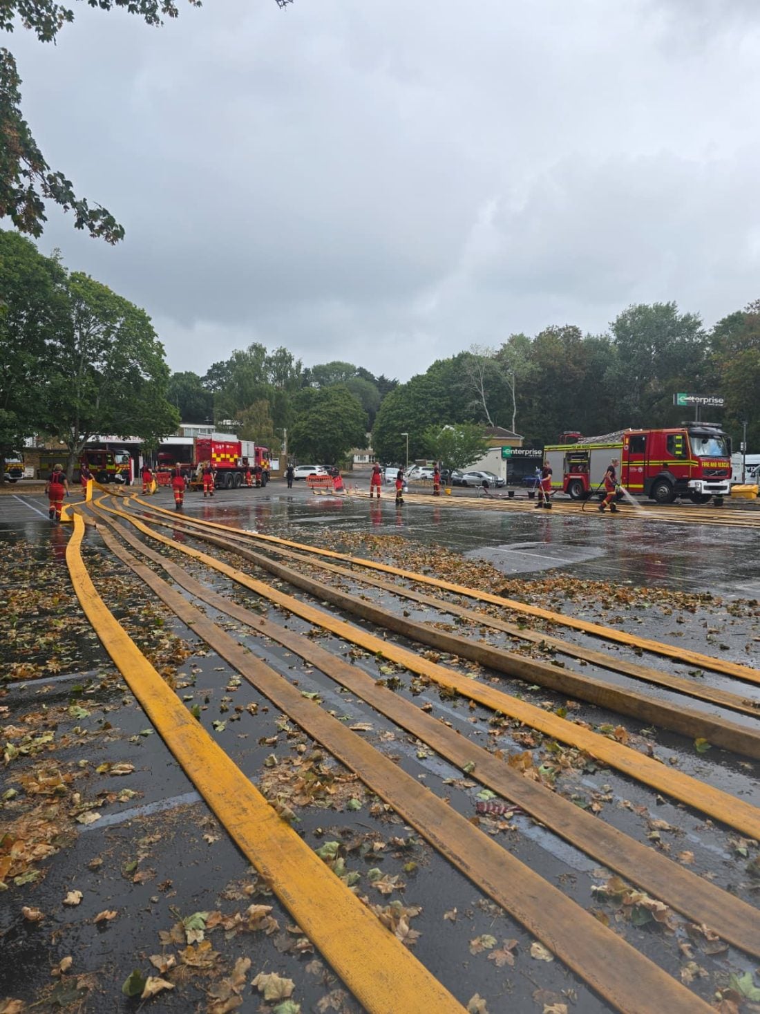 Hampshire & Isle of Wight Fire & Rescue Service during the clean up operation following the wildfire in protected heathland in the New Forest (PA)