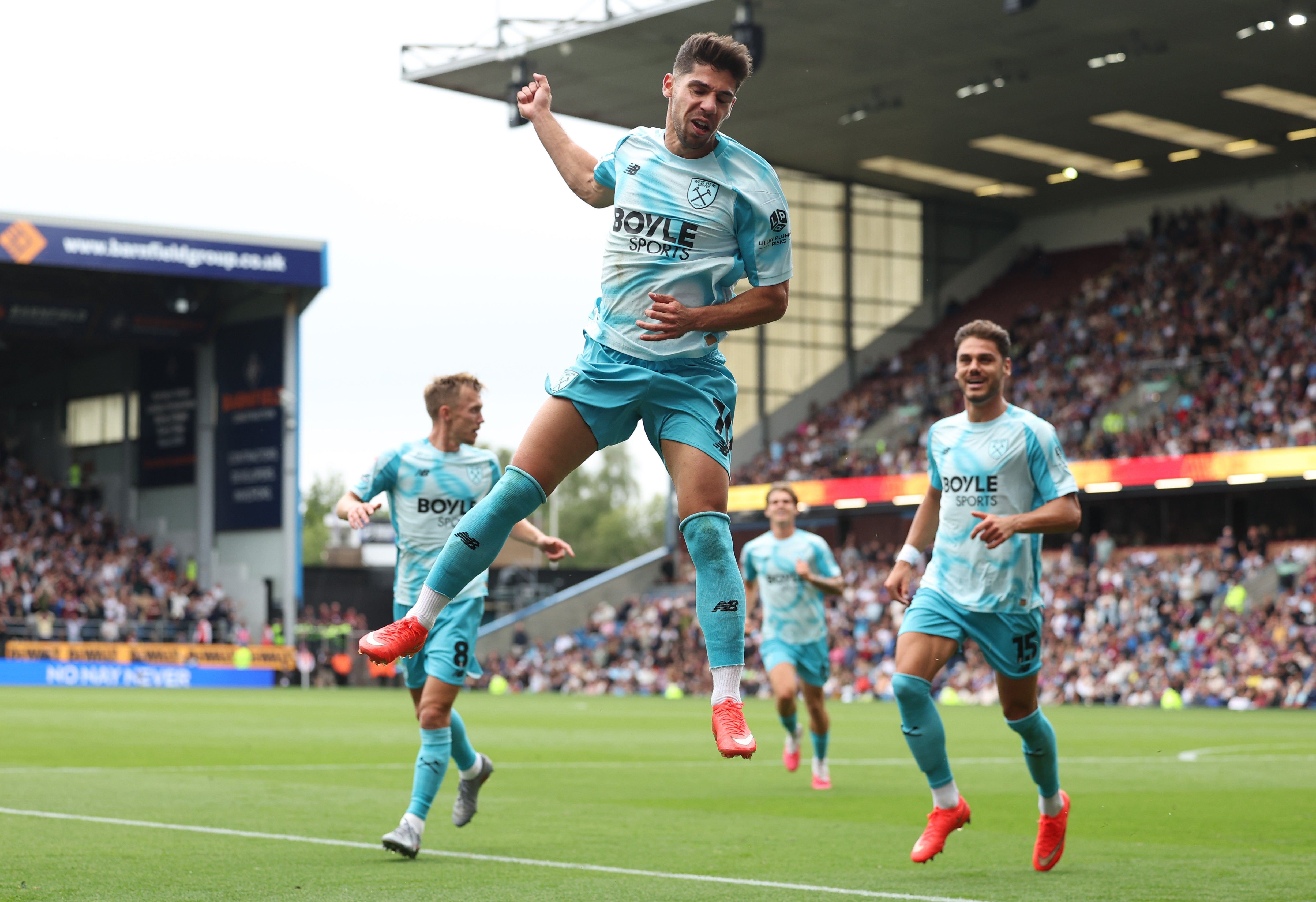 Manor Solomon celebrates scoring against Burnley last weekend