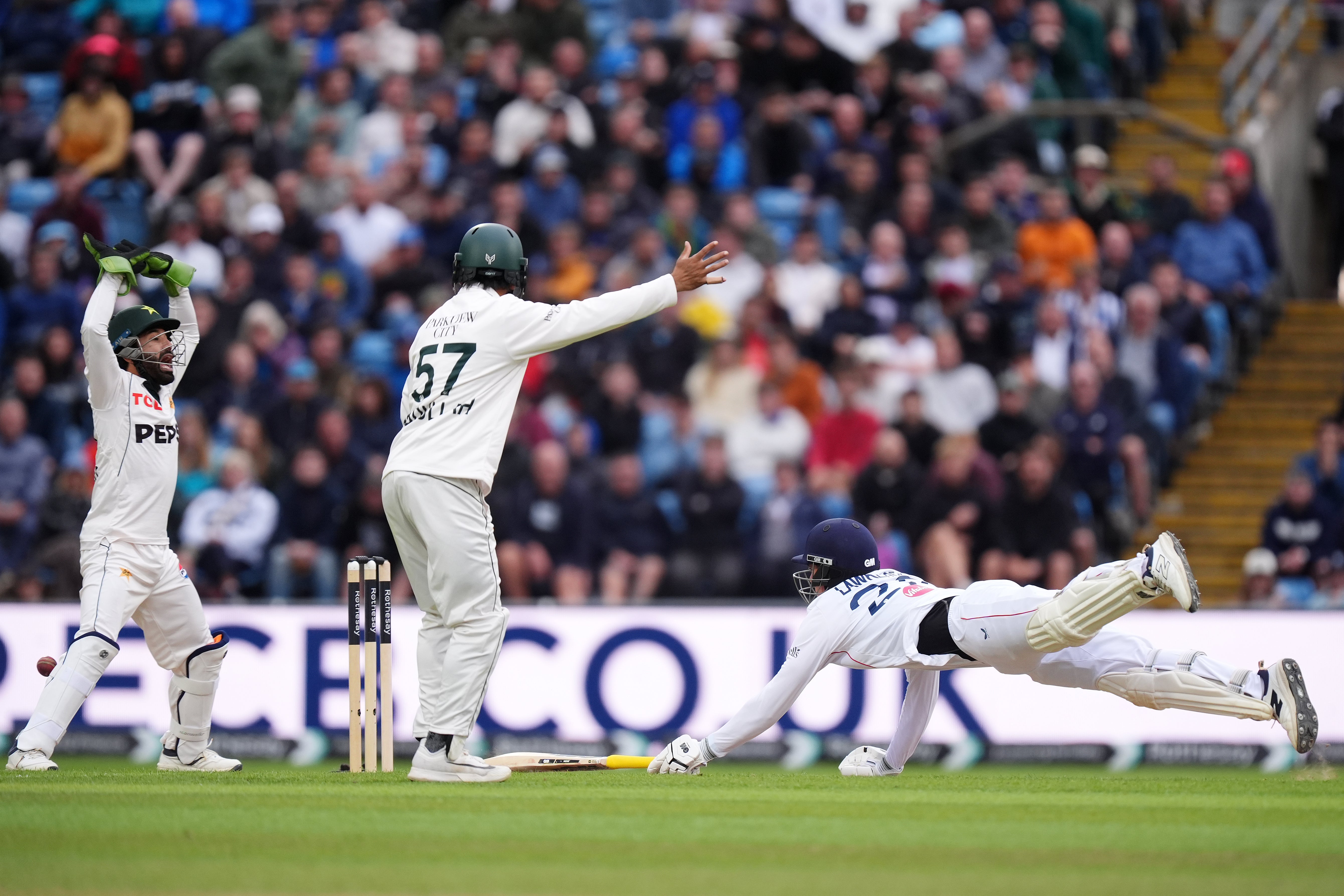 Dan Lawrence was spared by keeper Mohammad Rizwan’s misjudgements (Mike Egerton/PA)
