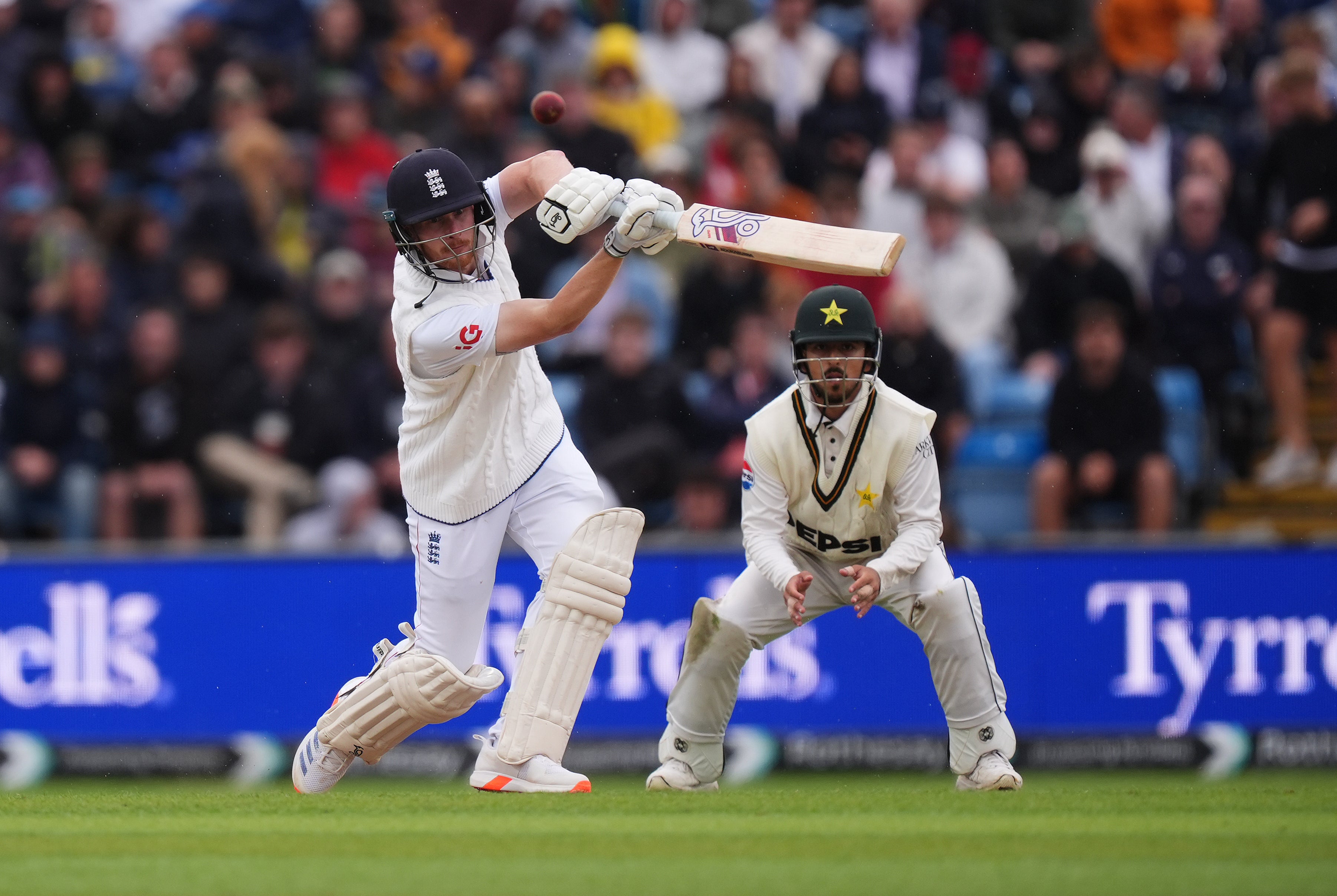 Jordan Cox drives through the off side (Mike Egerton/PA)