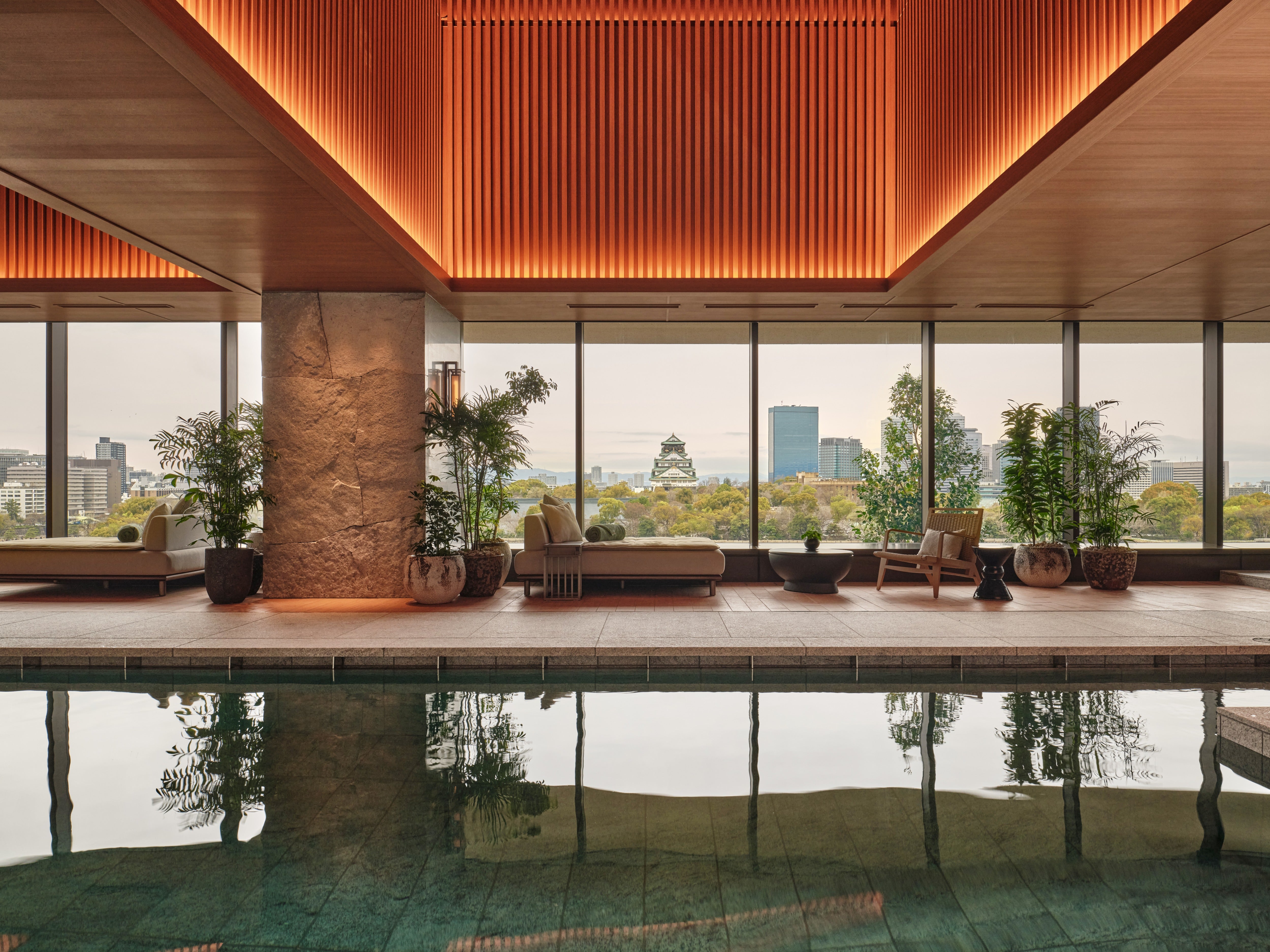 The extensive wellness area includes an indoor pool