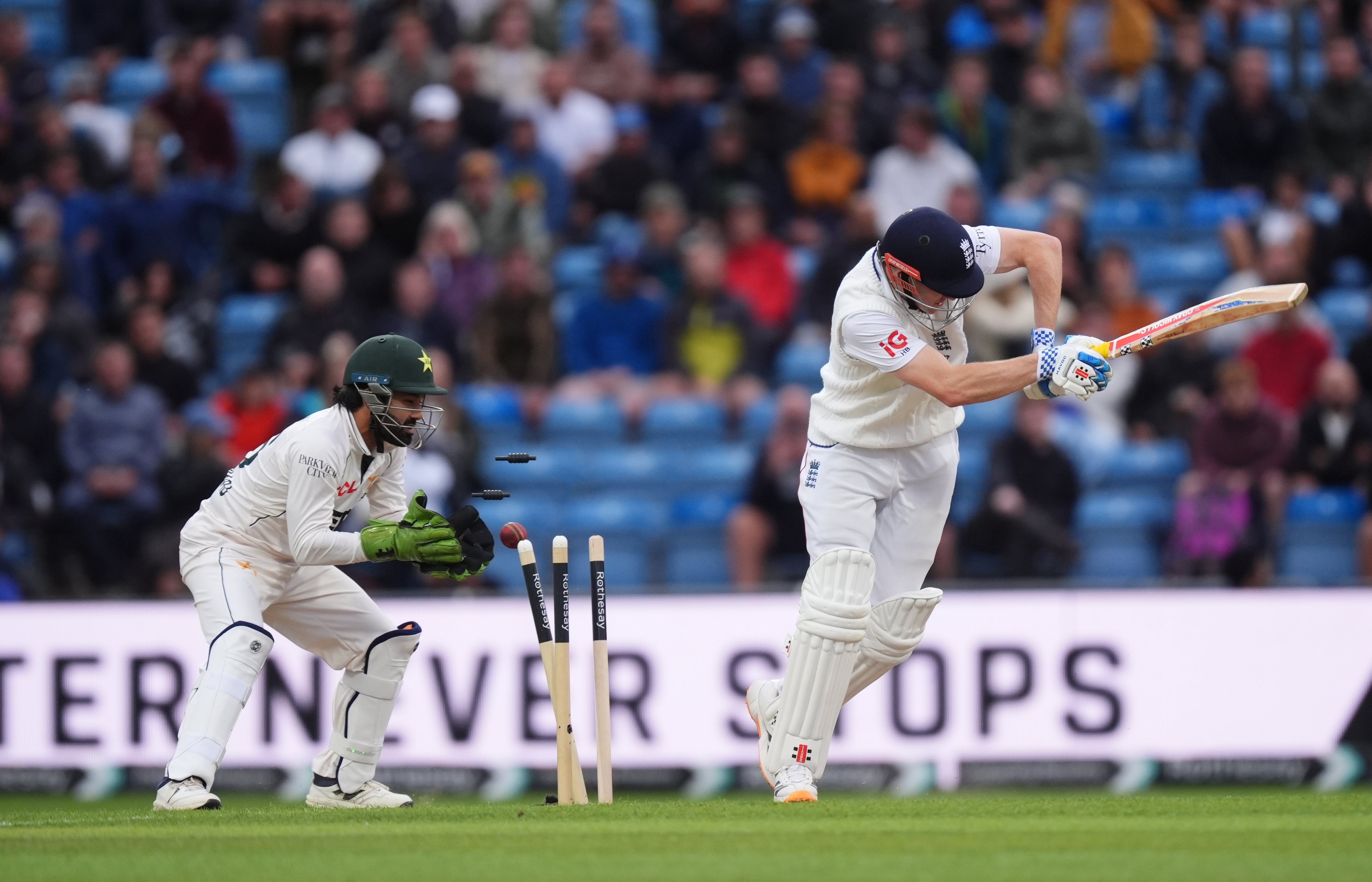 Harry Brook was bowled by Ali Usman, not pictured, nine short of a century (Mike Egerton/PA)