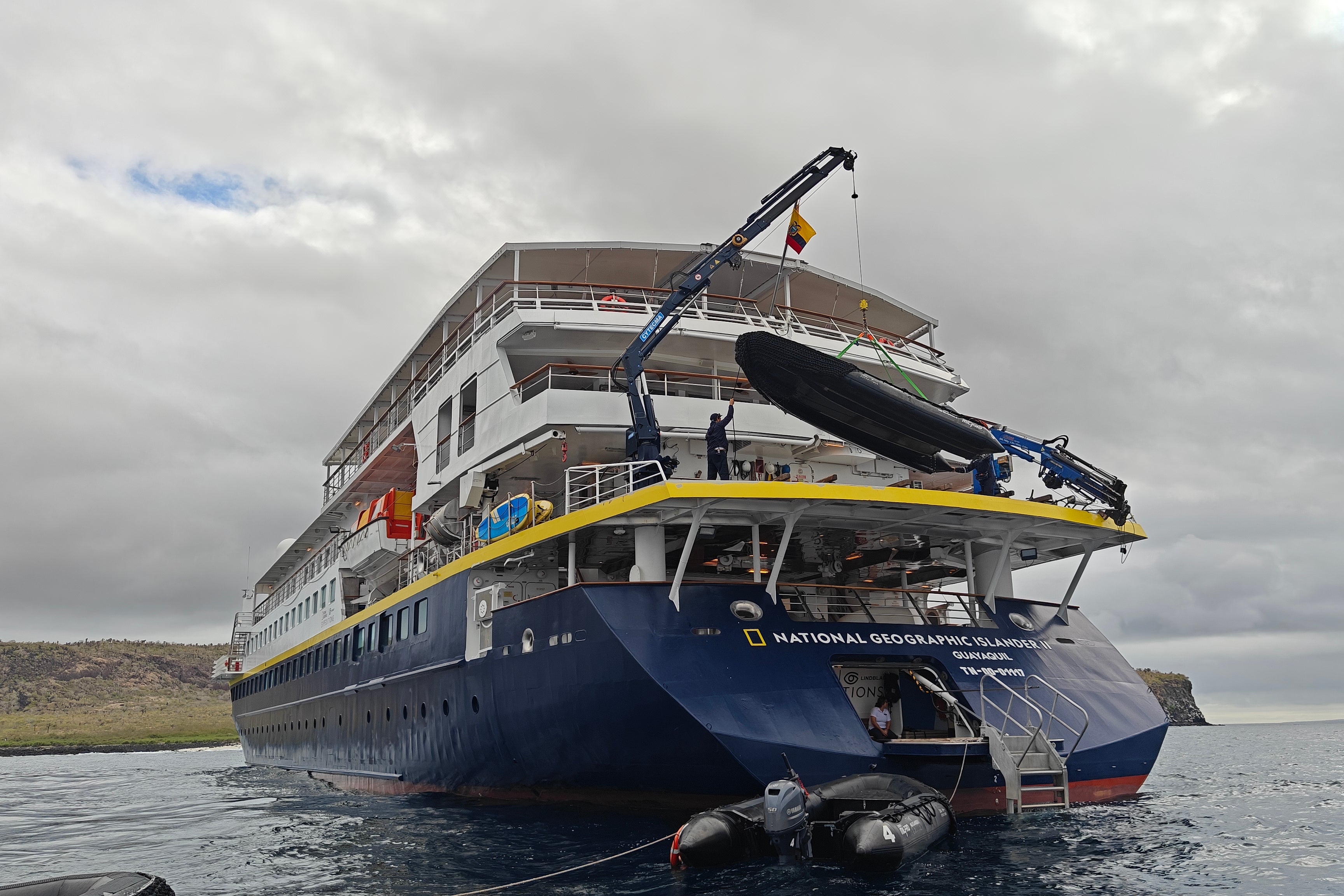 National Geographic Islander II rests in the calm Galapagos waters (Marc Shoffman)
