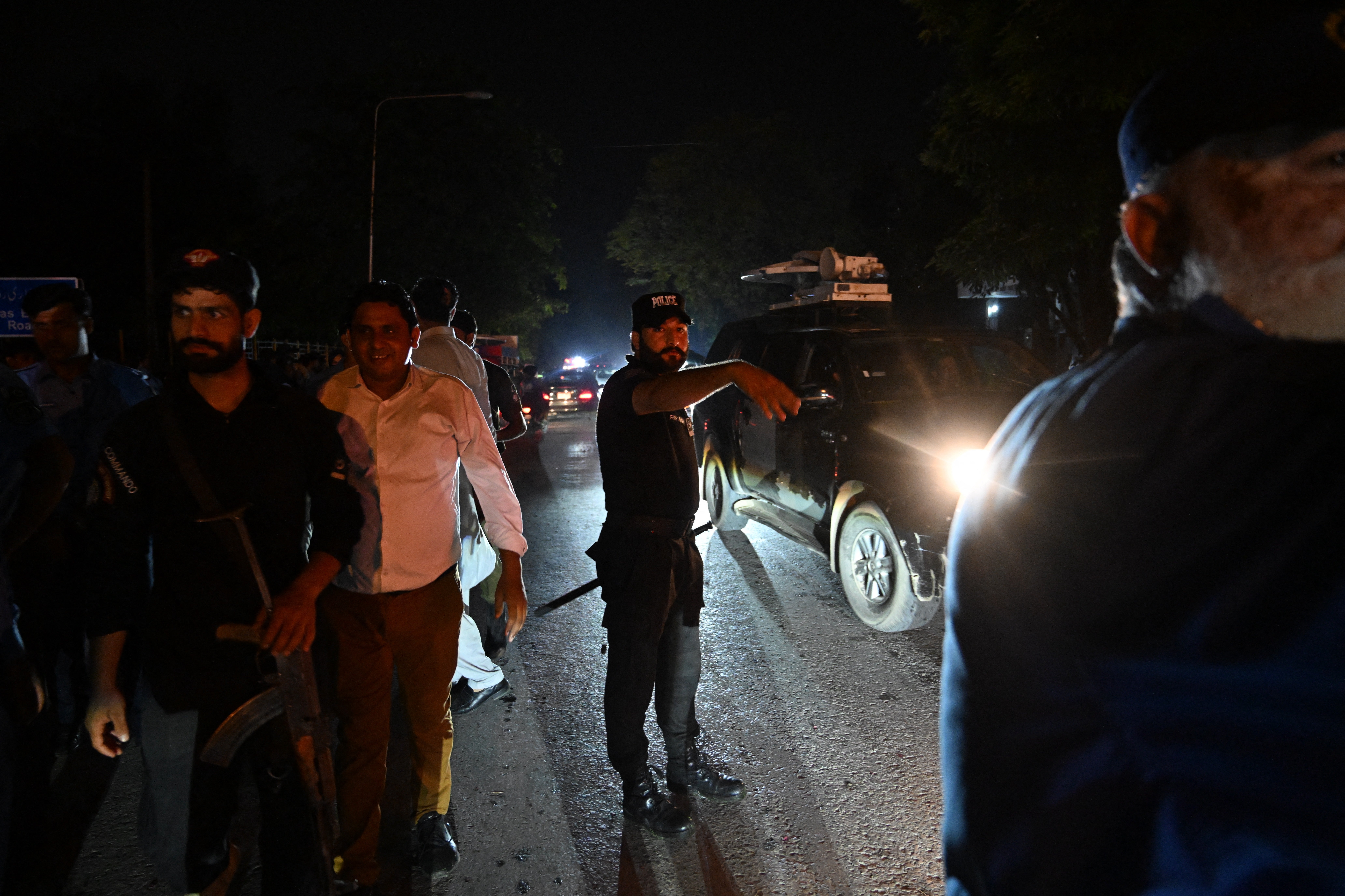 Security personnel cordon off a street outside the Shifa International Hospital in Islamabad on 20 August 2026
