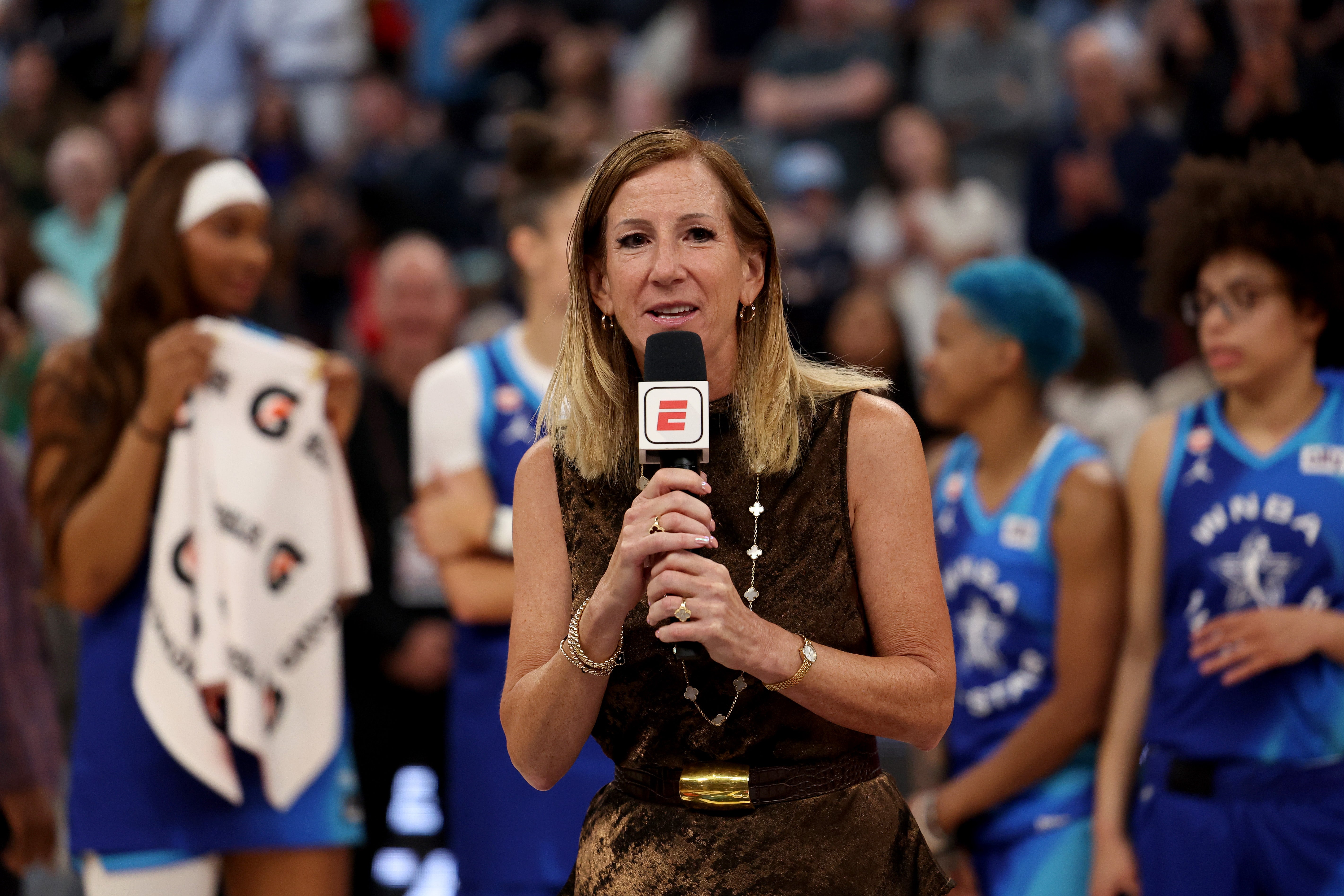 WNBA Commissioner Cathy Engelbert speaks after the 2026 AT&T WNBA All-Star Game at the United Center on July 25