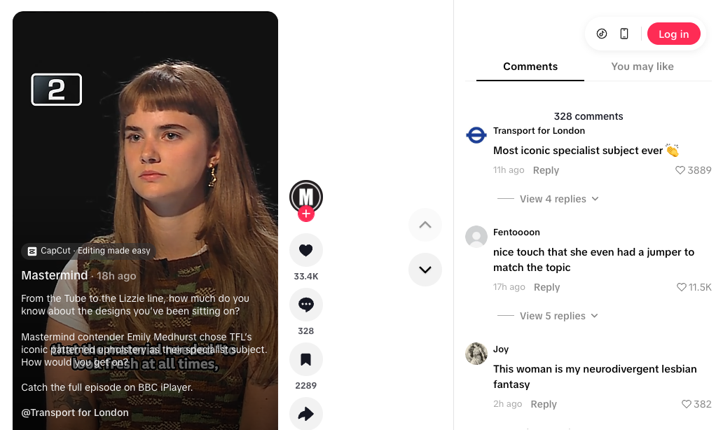 Emily found a fan in the official Transport for London account (TikTok/BBC)