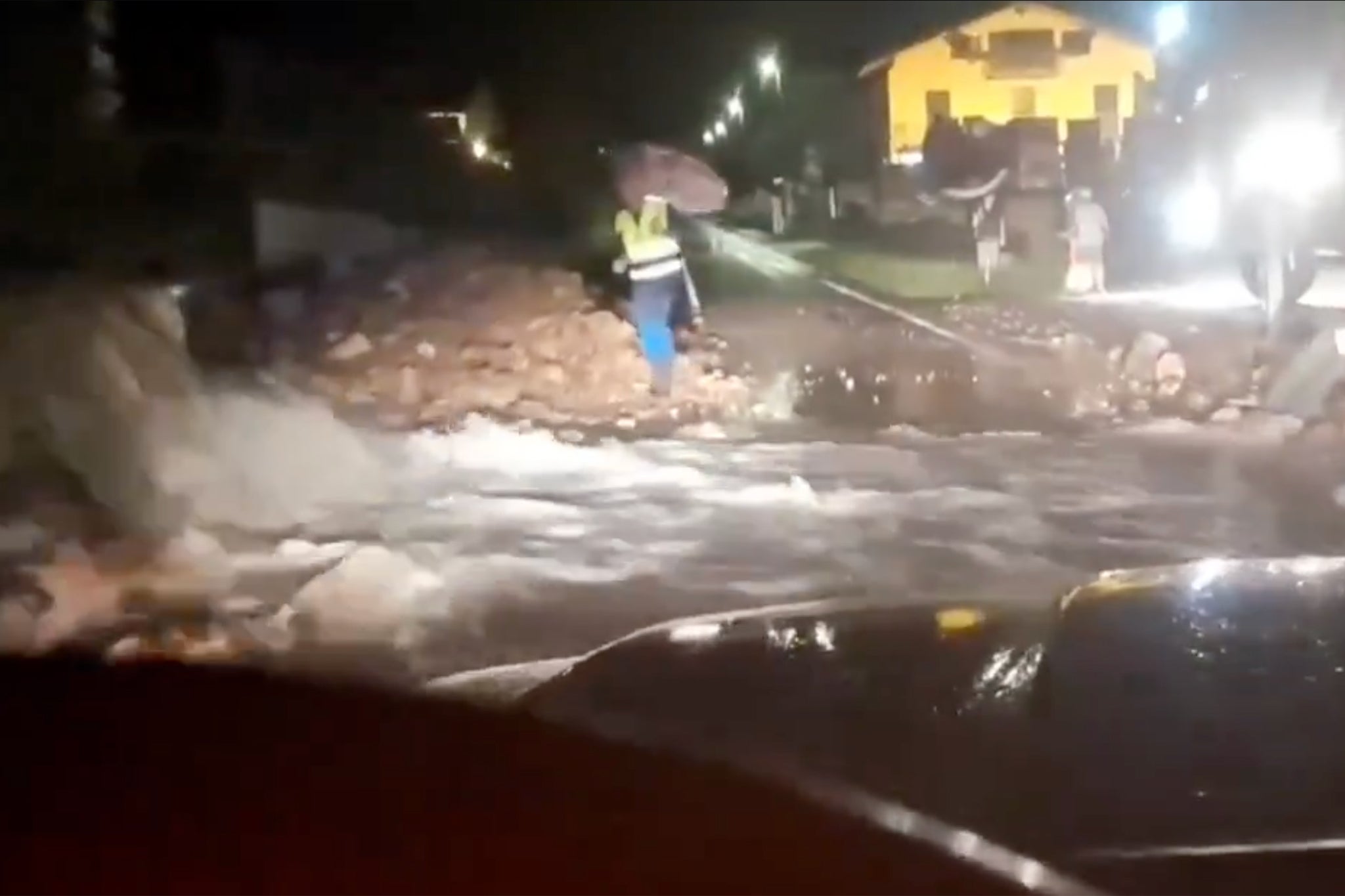 Flash floods in Bergamo, Italy after heavy rain