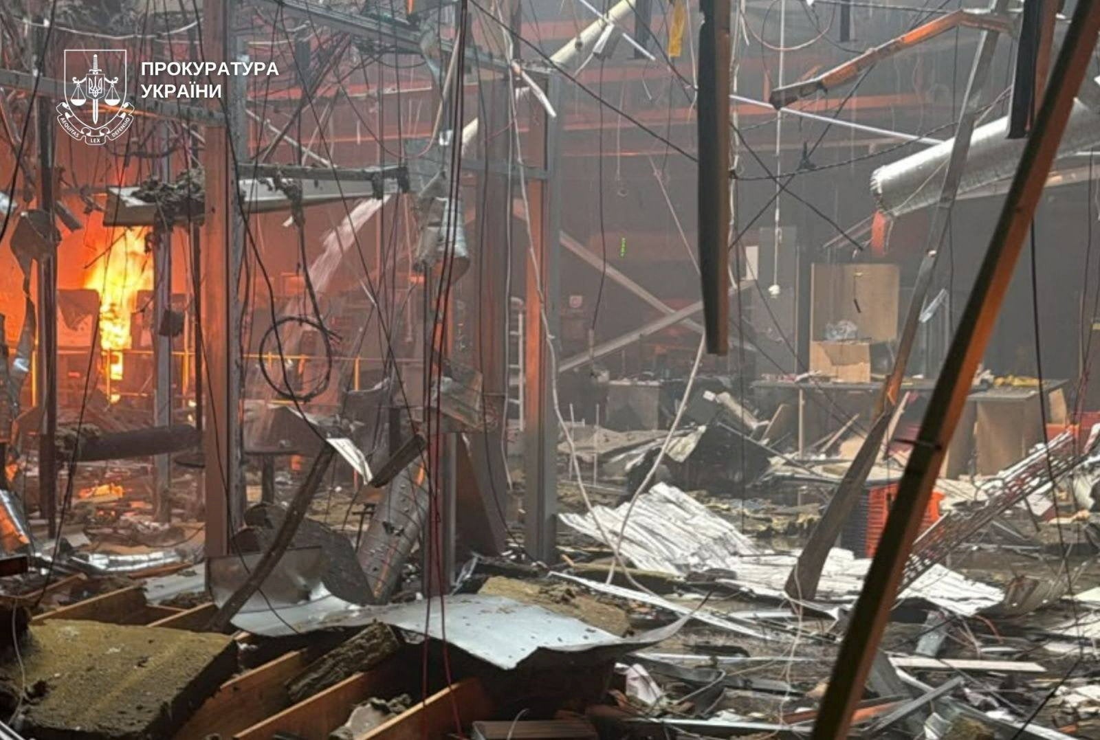 The shopping centre hit by a Russian drone attack, in Kryvyi Rih, Dnipropetrovsk region, Ukraine, August 21, 2026. Prosecutor General's Office via Telegram/Handout via REUTERS