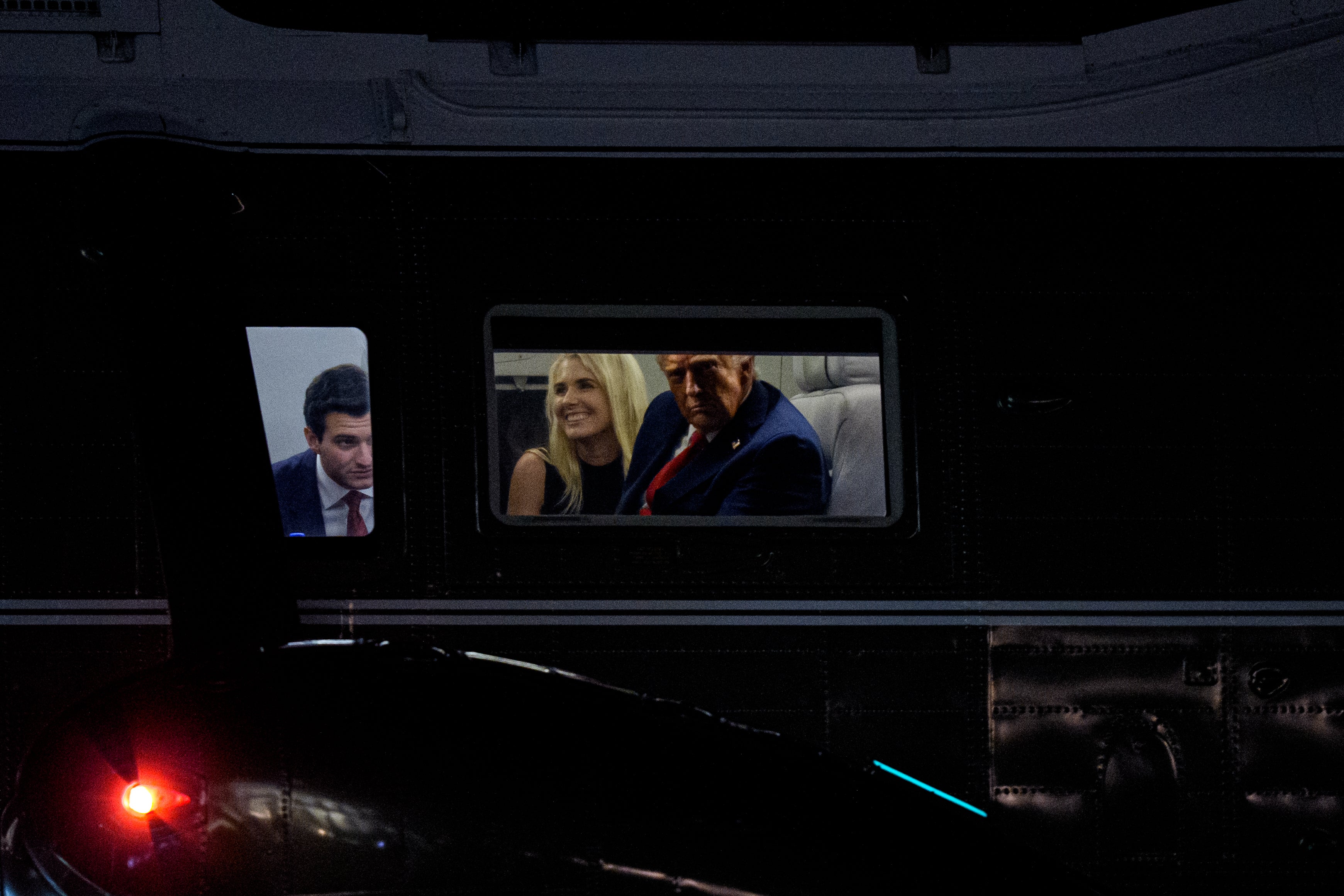 'Natalie Harp is a beloved White House Official, and the Fake News Media will never understand what it’s like to be as trusted and admired as her,' a White House spokesperson previously told The Independent . Pictured: Trump and Harp are seen inside Marine One on September 18, 2025