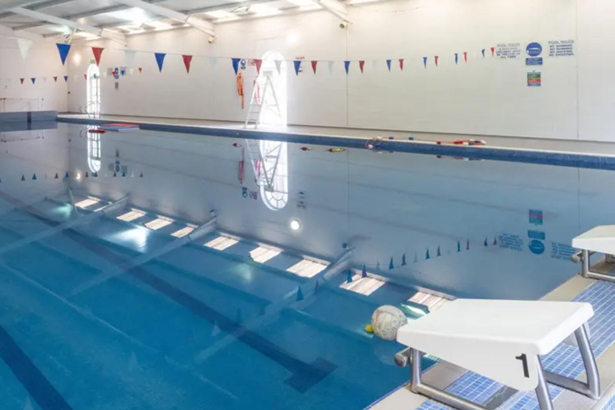 The property has both an inside and an outdoors swimming pool