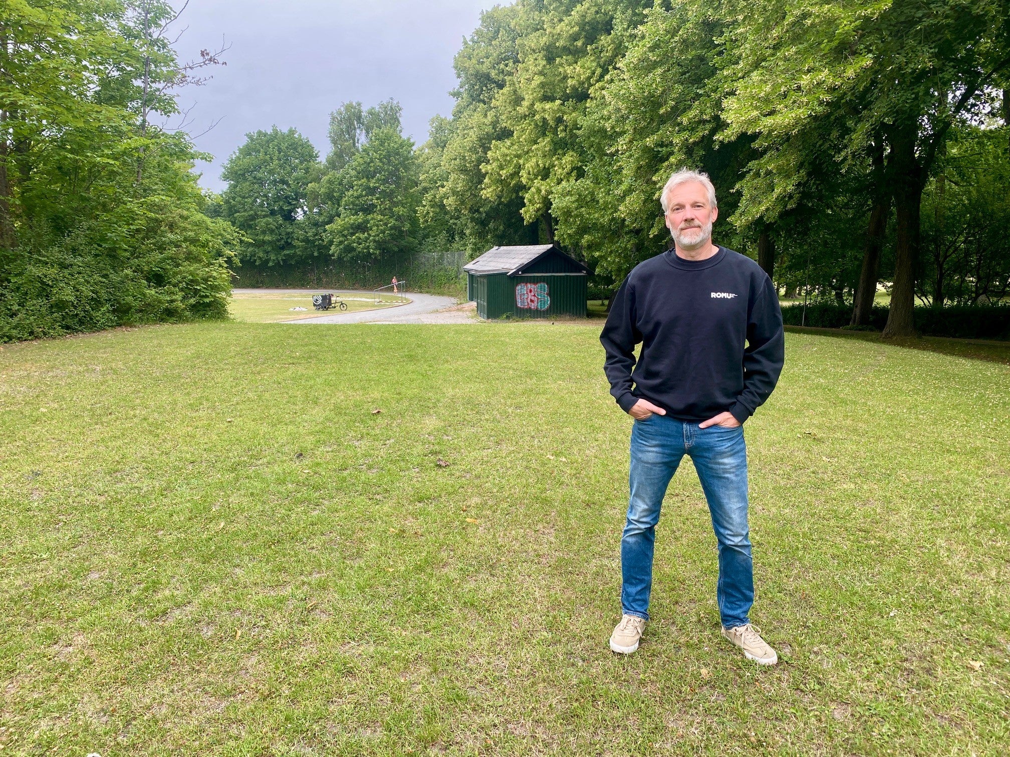 Jesper Langkilde from the ROMU on the football pitch where the discovery was made