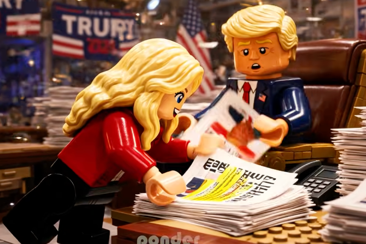 Trump and Natalie Harp get the LEGO treatment in AI parody video Trump and Natalie Harp get the LEGO treatment in AI parody video