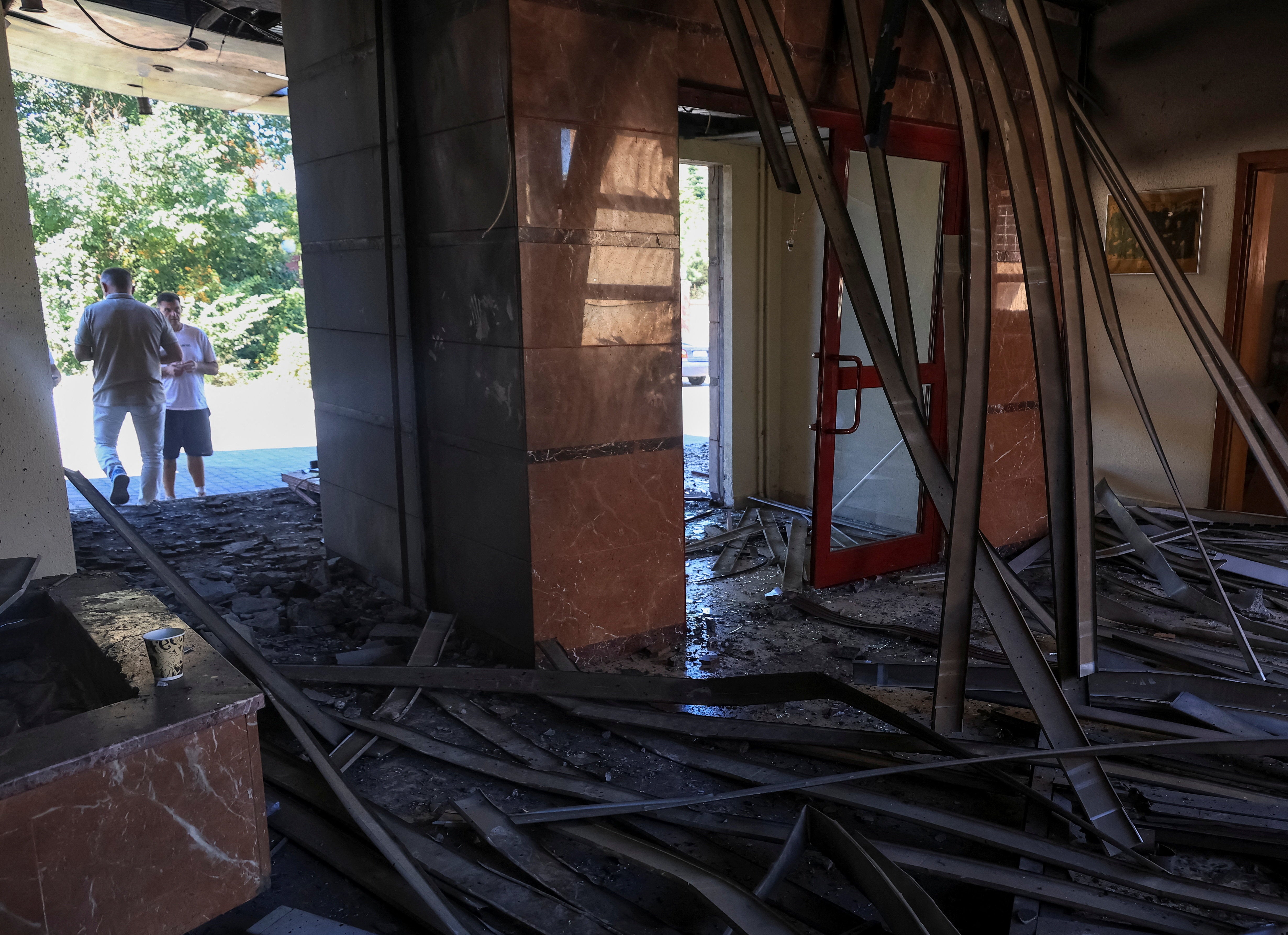 A training base of the FC Chornomorets Odesa damaged during a Russian drone strike