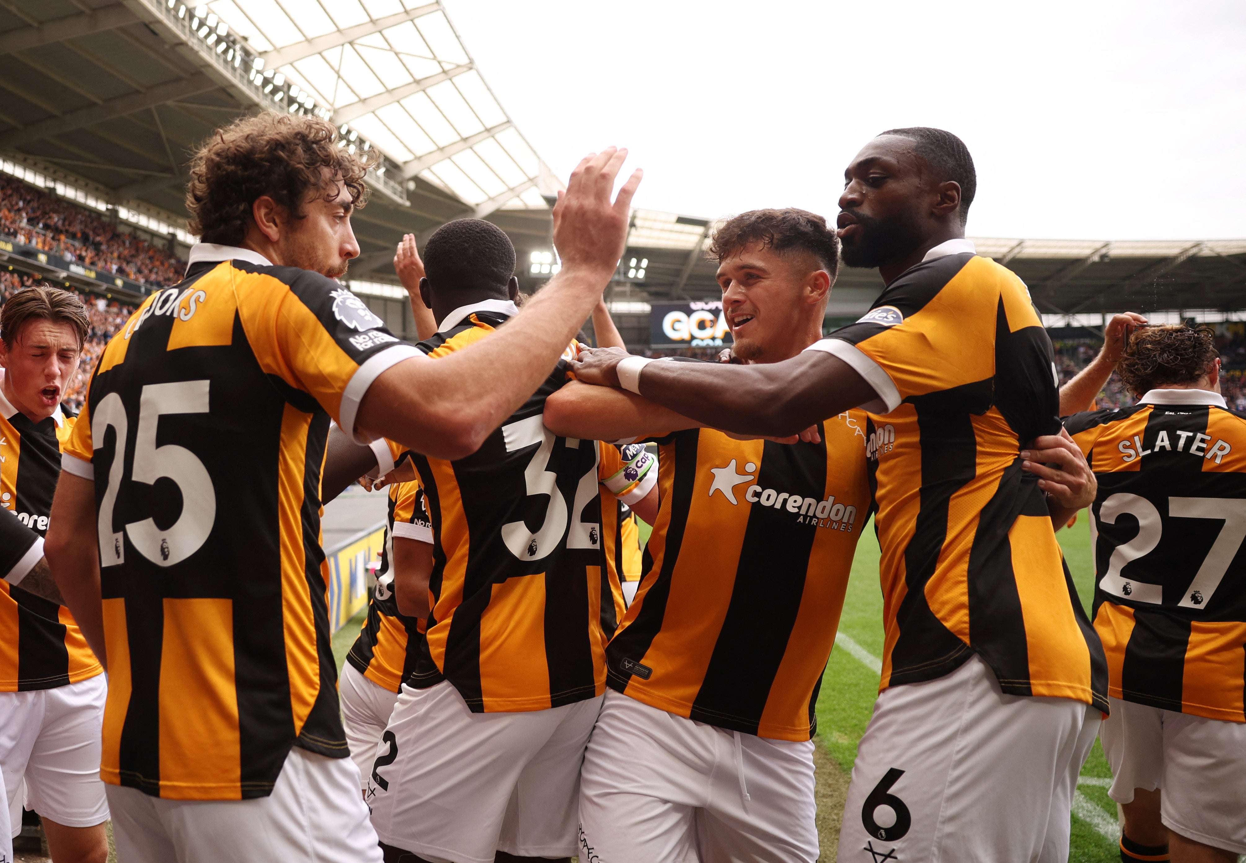 Hull City’s Semi Ajayi celebrates scoring
