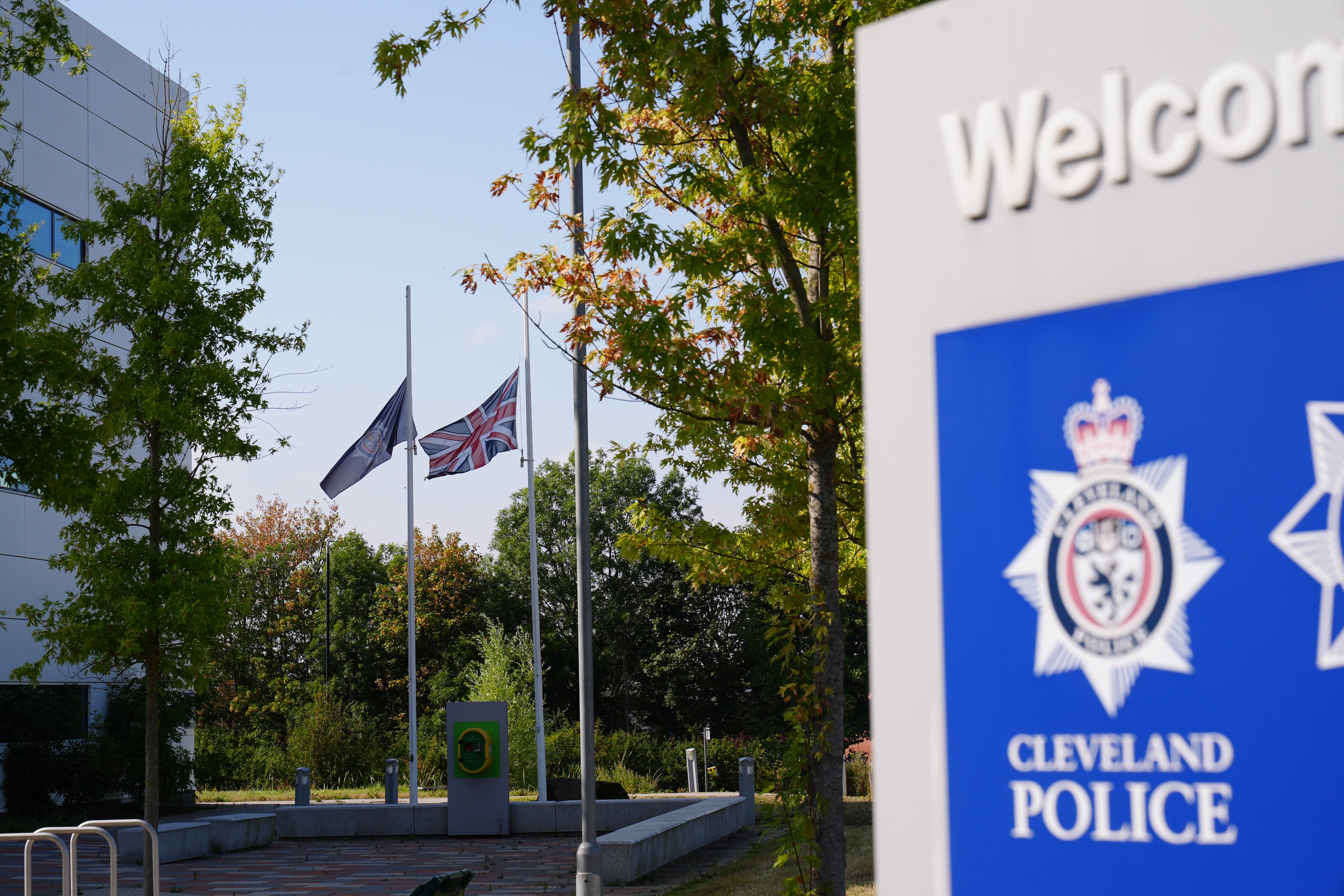 Flags were at half mast at Cleveland Police Headquarters in Middlesbrough following the tragedy