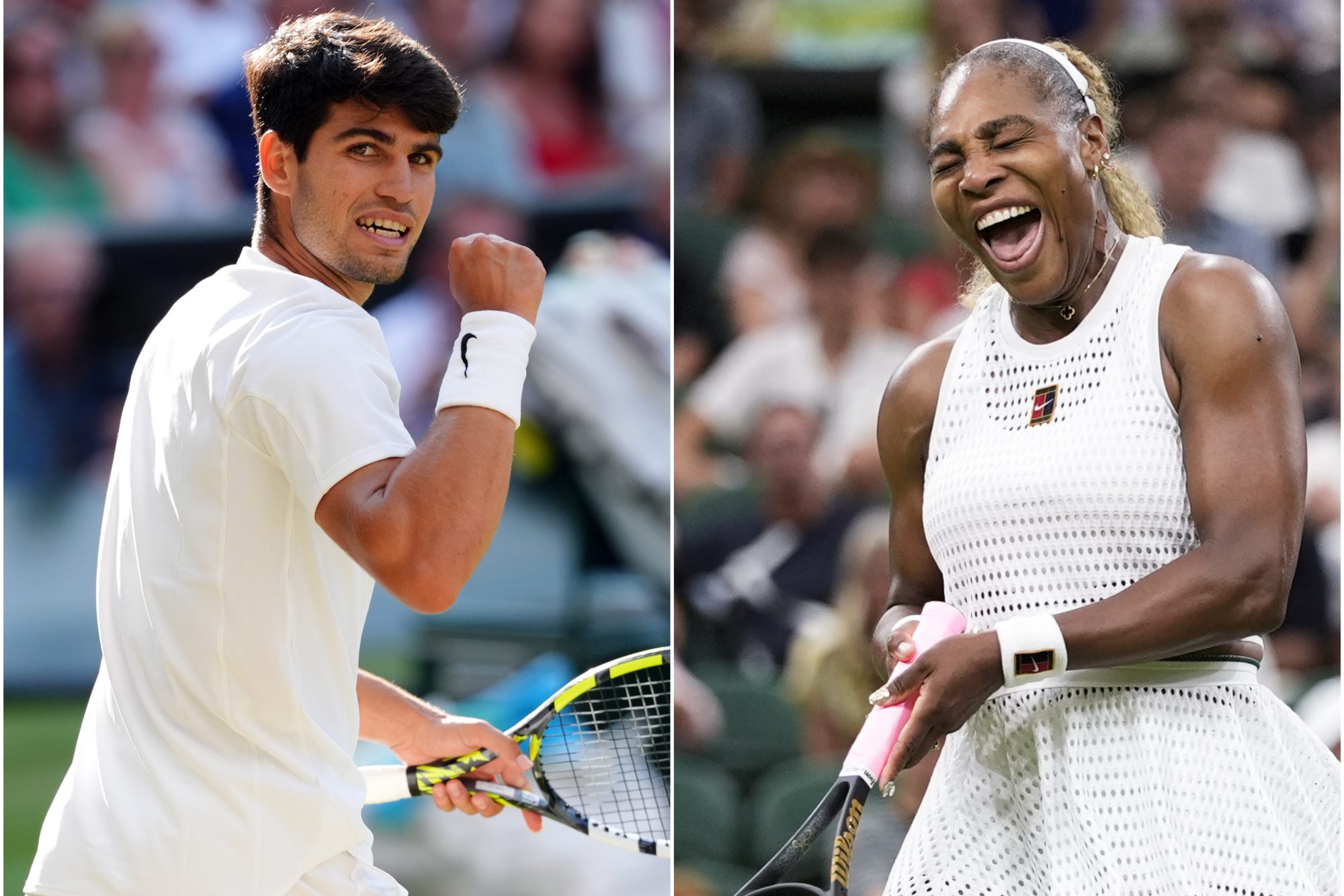 Carlos Alcaraz, left, will partner Serena Williams at Flushing Meadows (John Walton/Andrew Matthews/PA)