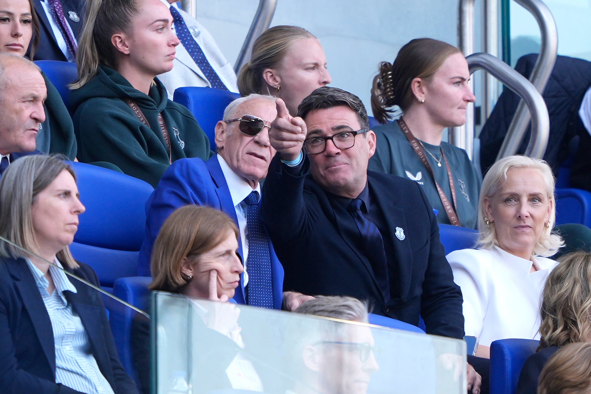 Prime Minister Andy Burnham (right) with former Everton player Peter Reid