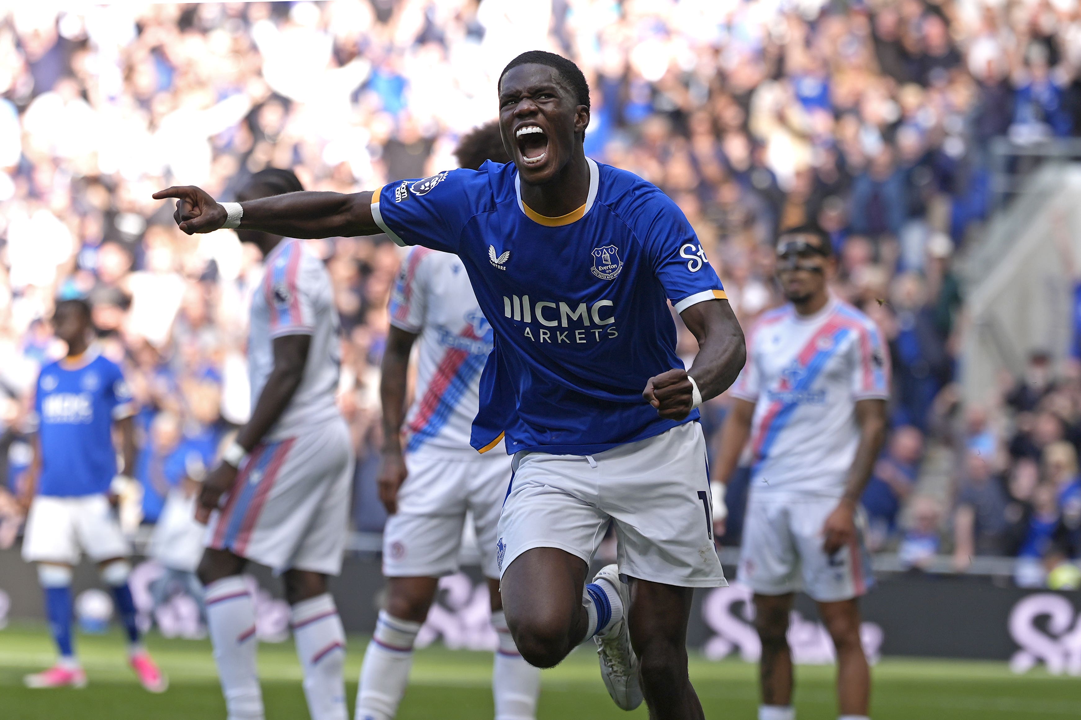 Thierno Barry celebrates Everton’s second goal