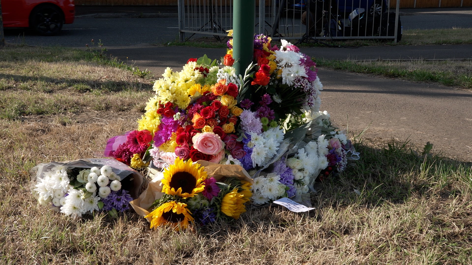 Flowers left near to the scene on the A66 in South Bank