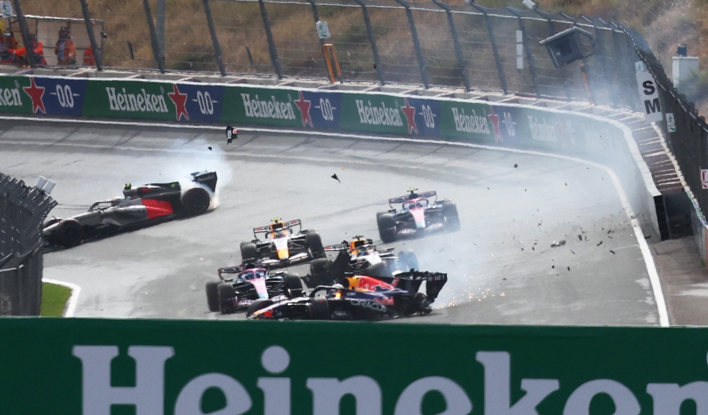 Red Bull’s Max Verstappen crashed out of the race on the opening lap