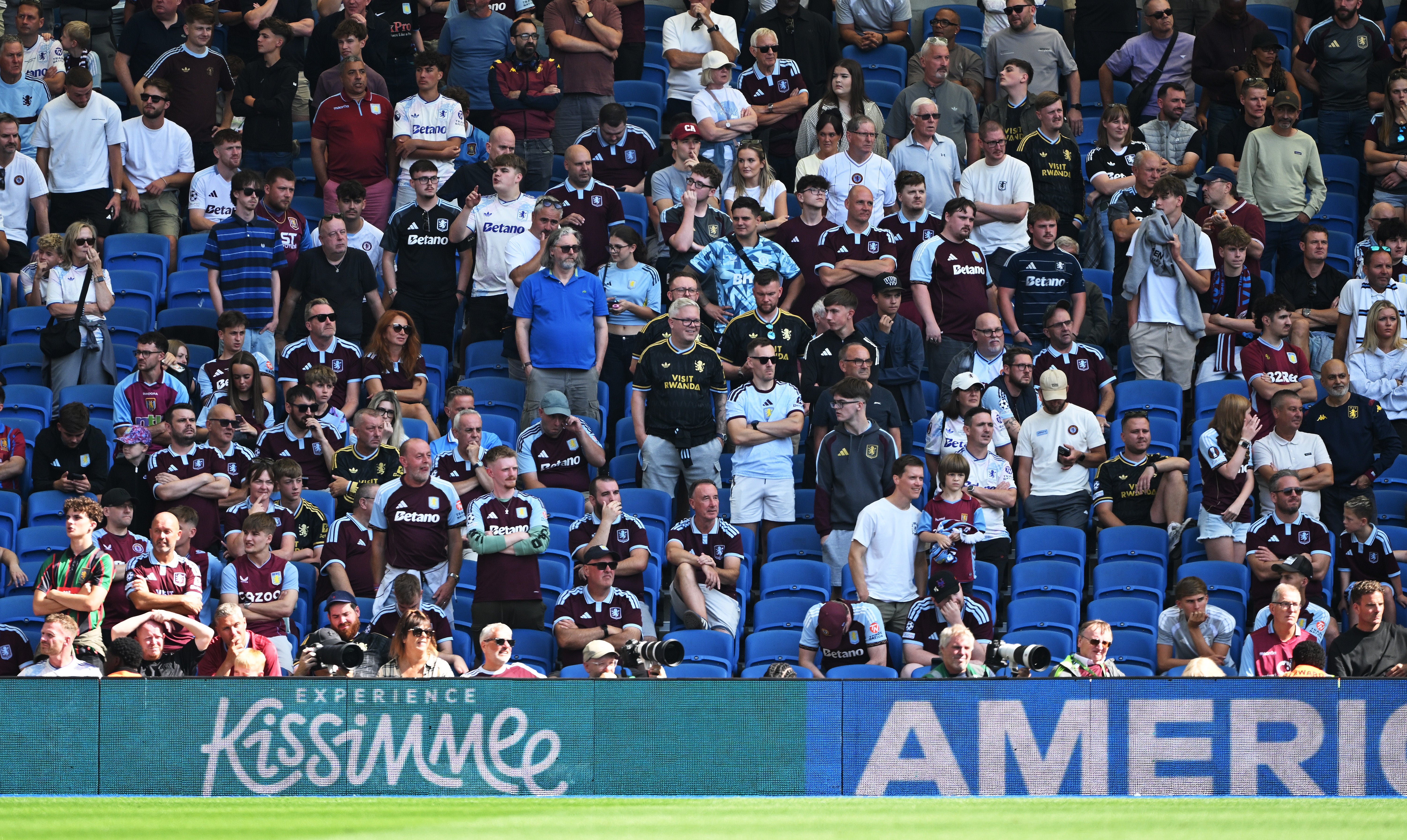 There were empty seats in the Villa end before half time
