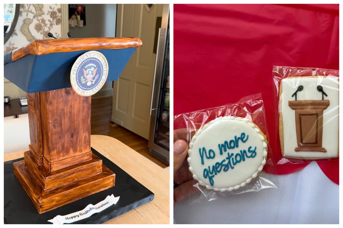 Katie Miller throws Karoline Leavitt a party with White House lectern cake as speculation continues over replacement Katie Miller throws Karoline Leavitt a party with White House lectern cake as speculation continues over replacement