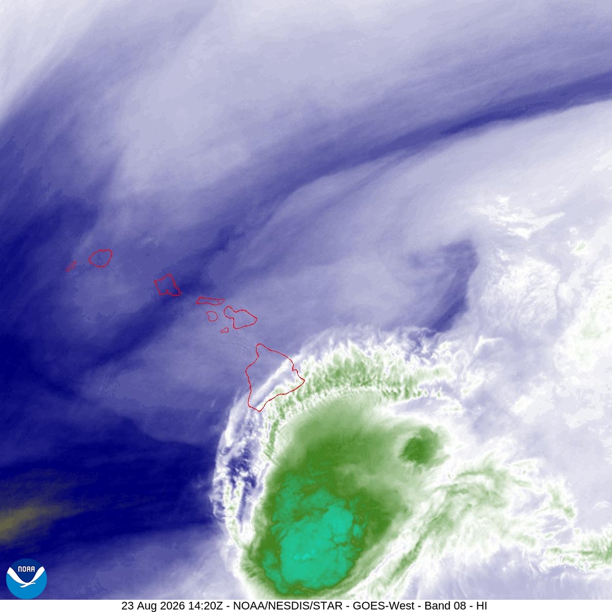NOAA satellite image taken Sunday, Aug. 23, 2026