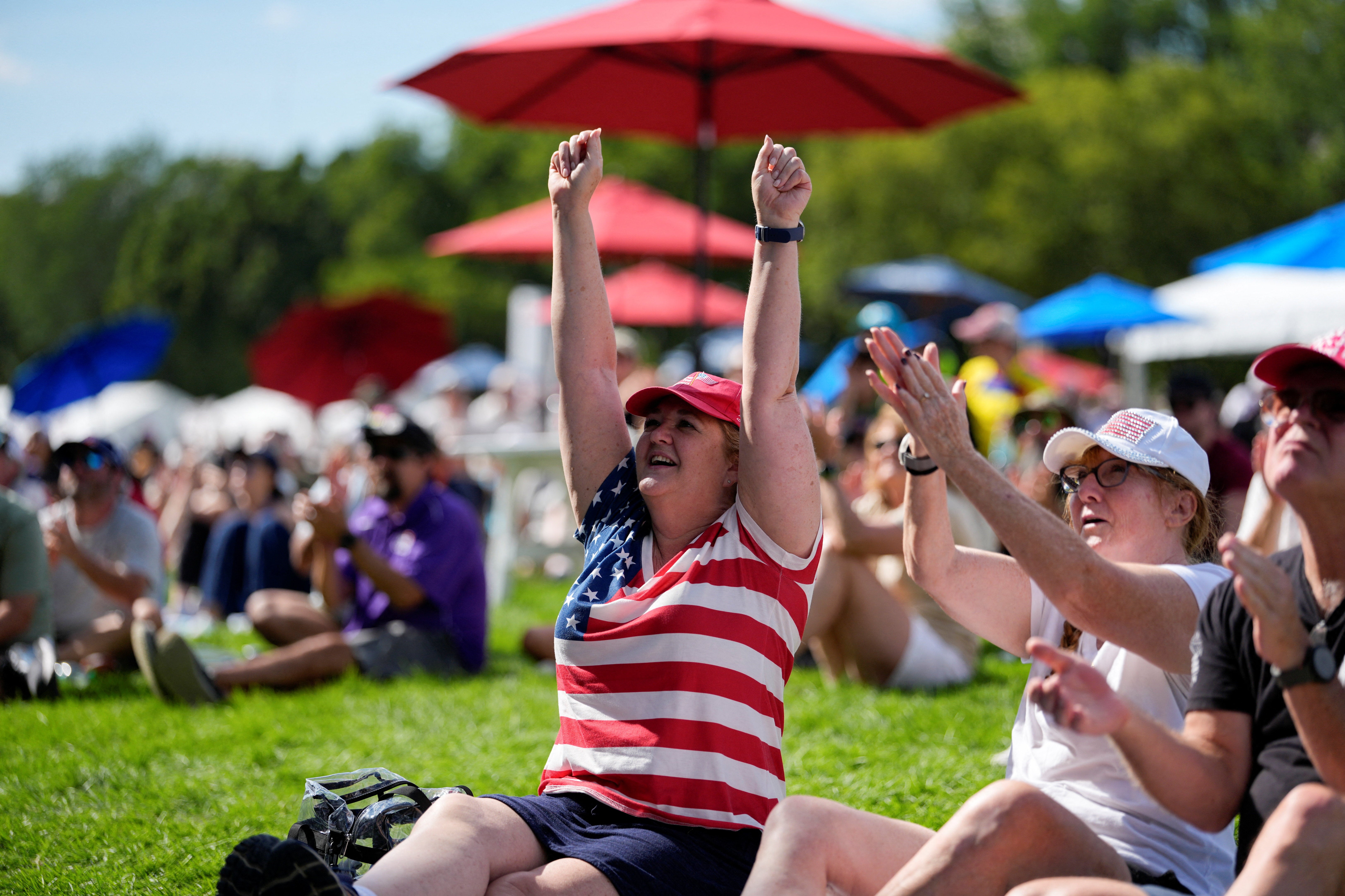 Spectators watched the IndyCar race take place on large screens on the National Mall