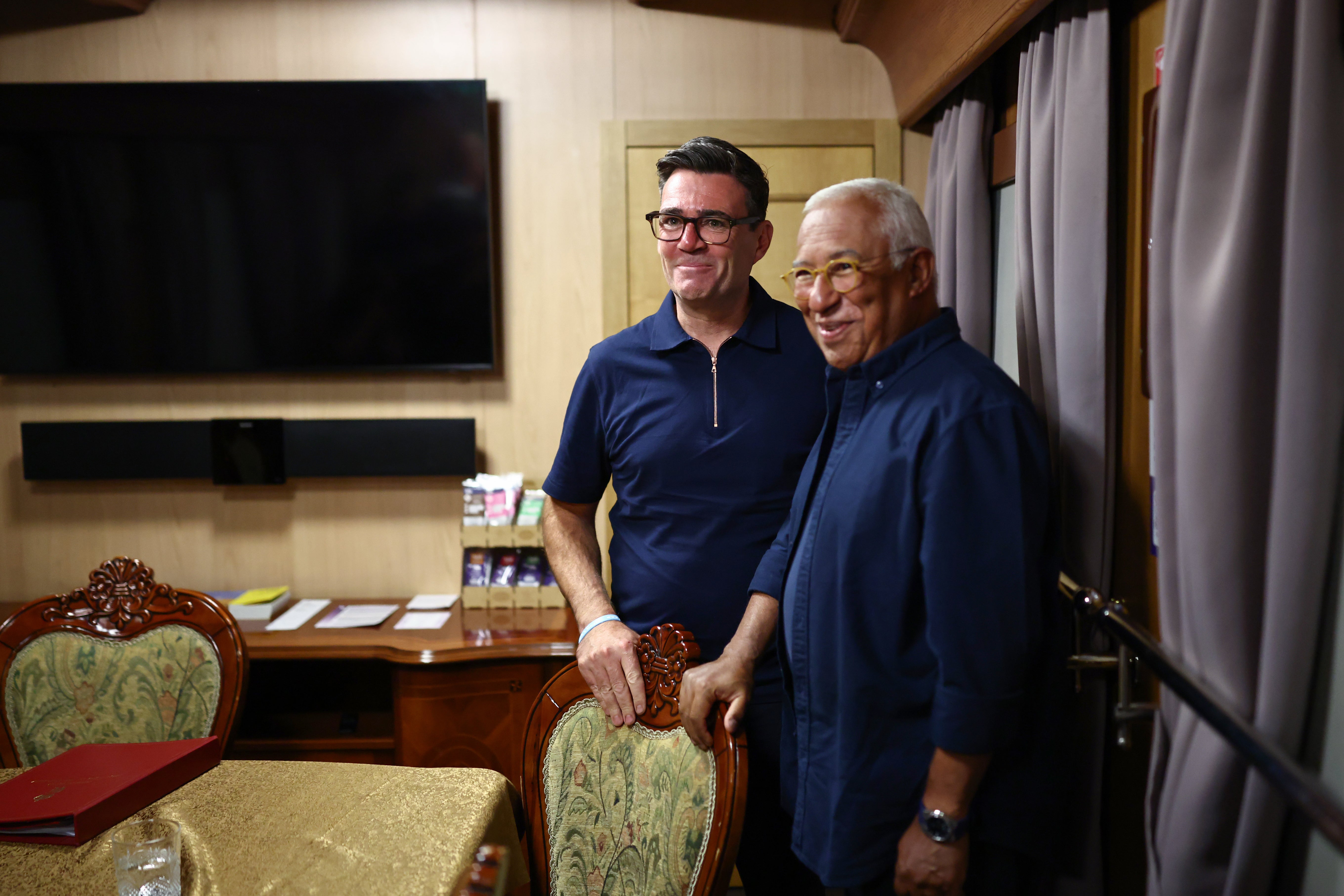 Prime minister Andy Burnham (left) meets with president of the European Council Antonio Costa