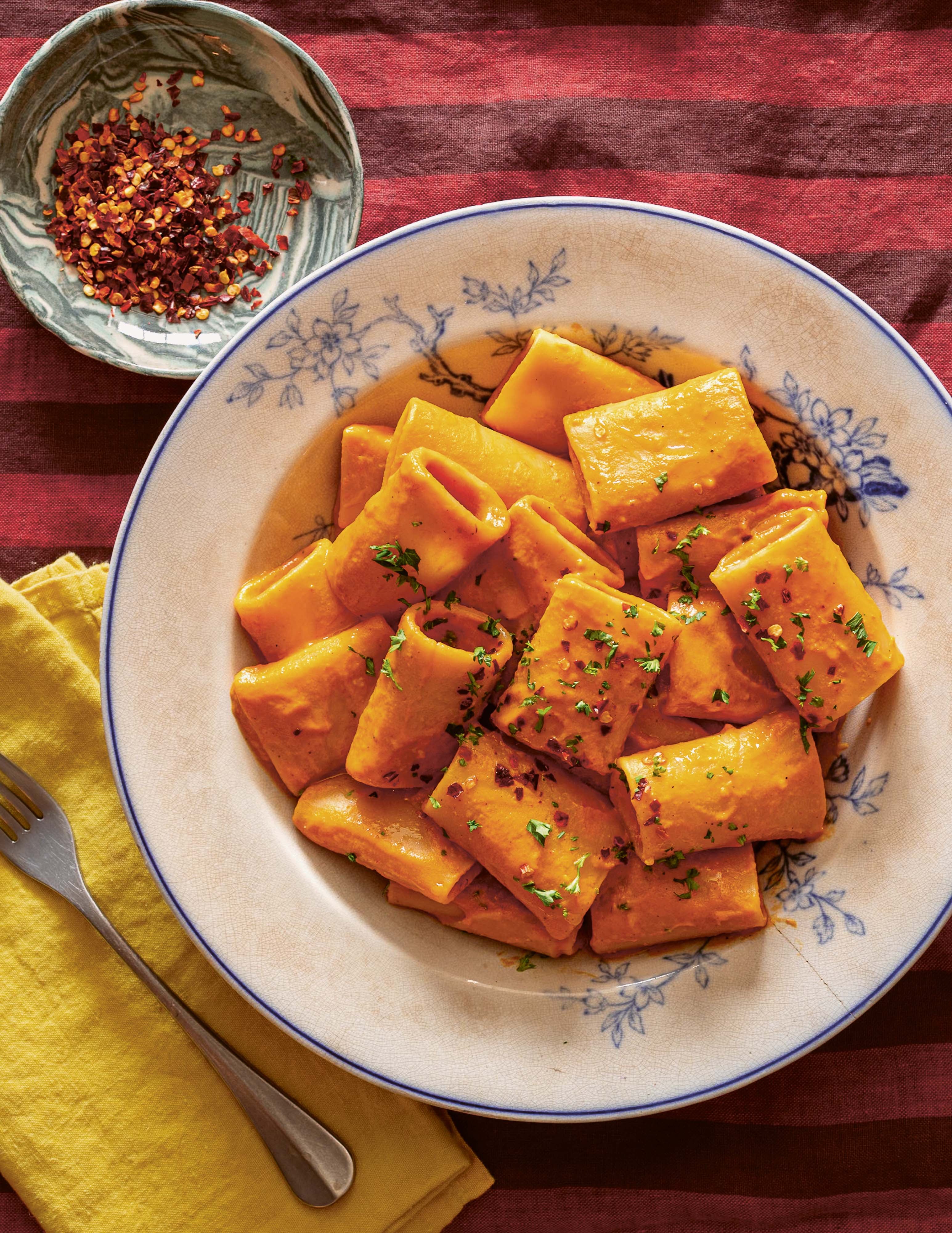 Miso-roasted carrots and silken tofu turn into a rich, creamy sauce without a drop of dairy