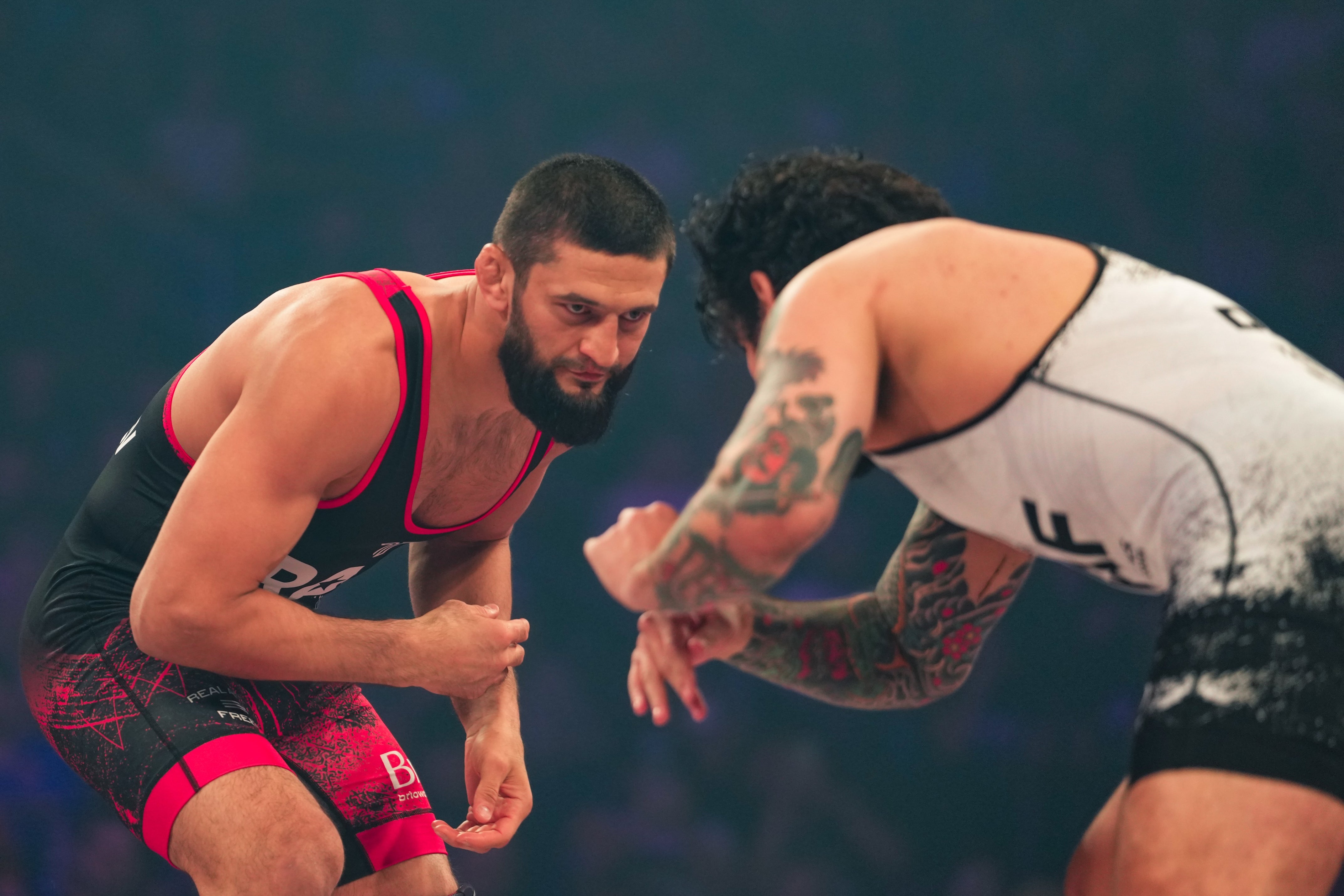 Former UFC champion Khamzat Chimaev in action in RAF (Real American Freestyle)