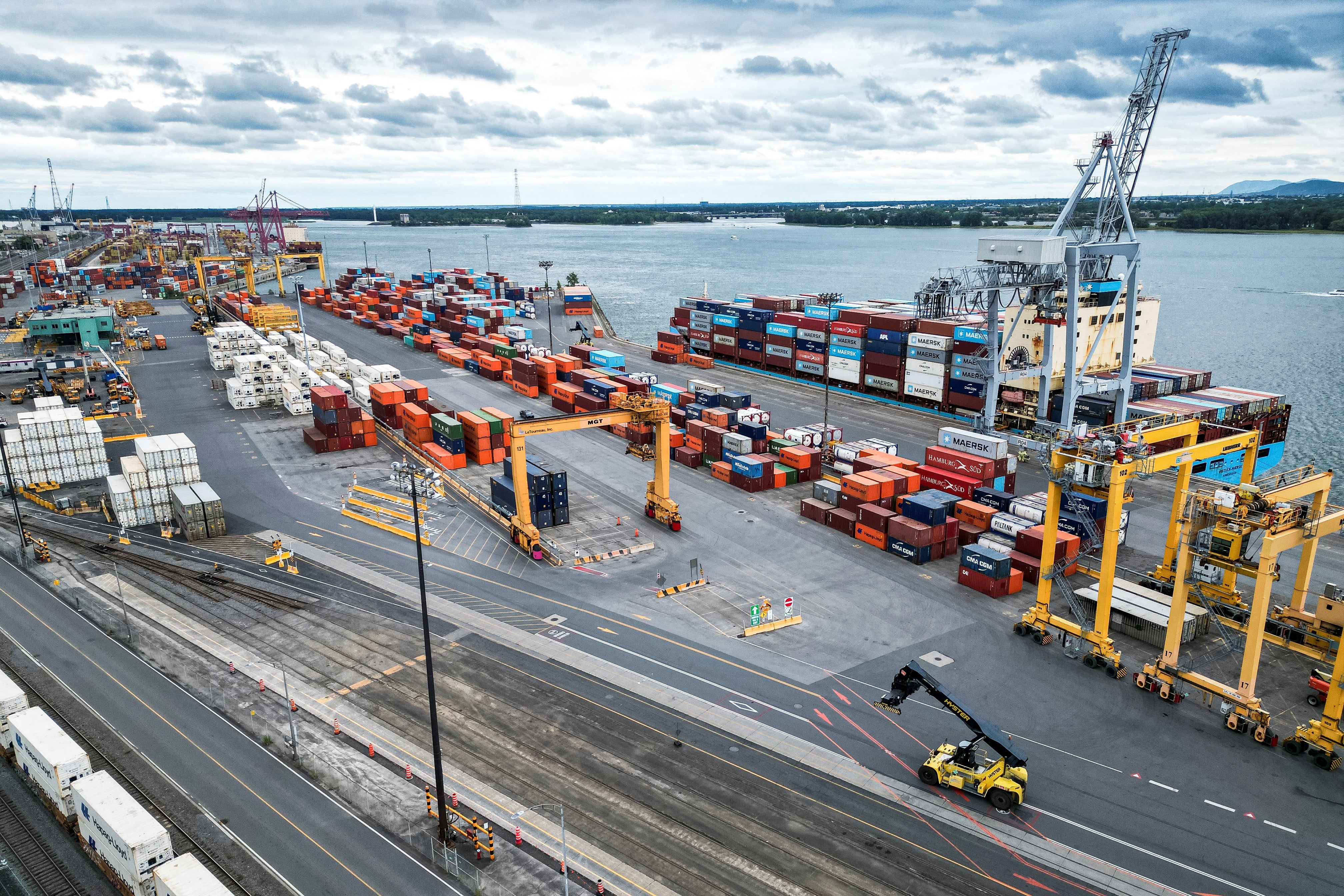 Canada and the US have renewed threats over imports and exports in recent days. Pictured: The Port of Montreal