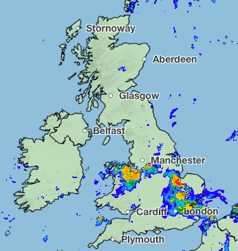 Met office forecasts heavy rain on Thursday at 10pm