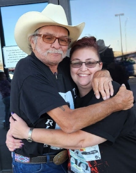Patrick Carlow, Sr. with his daughter Lisa Carlow on August 31, 2022 outside a restaurant in Rapid City, South Dakota