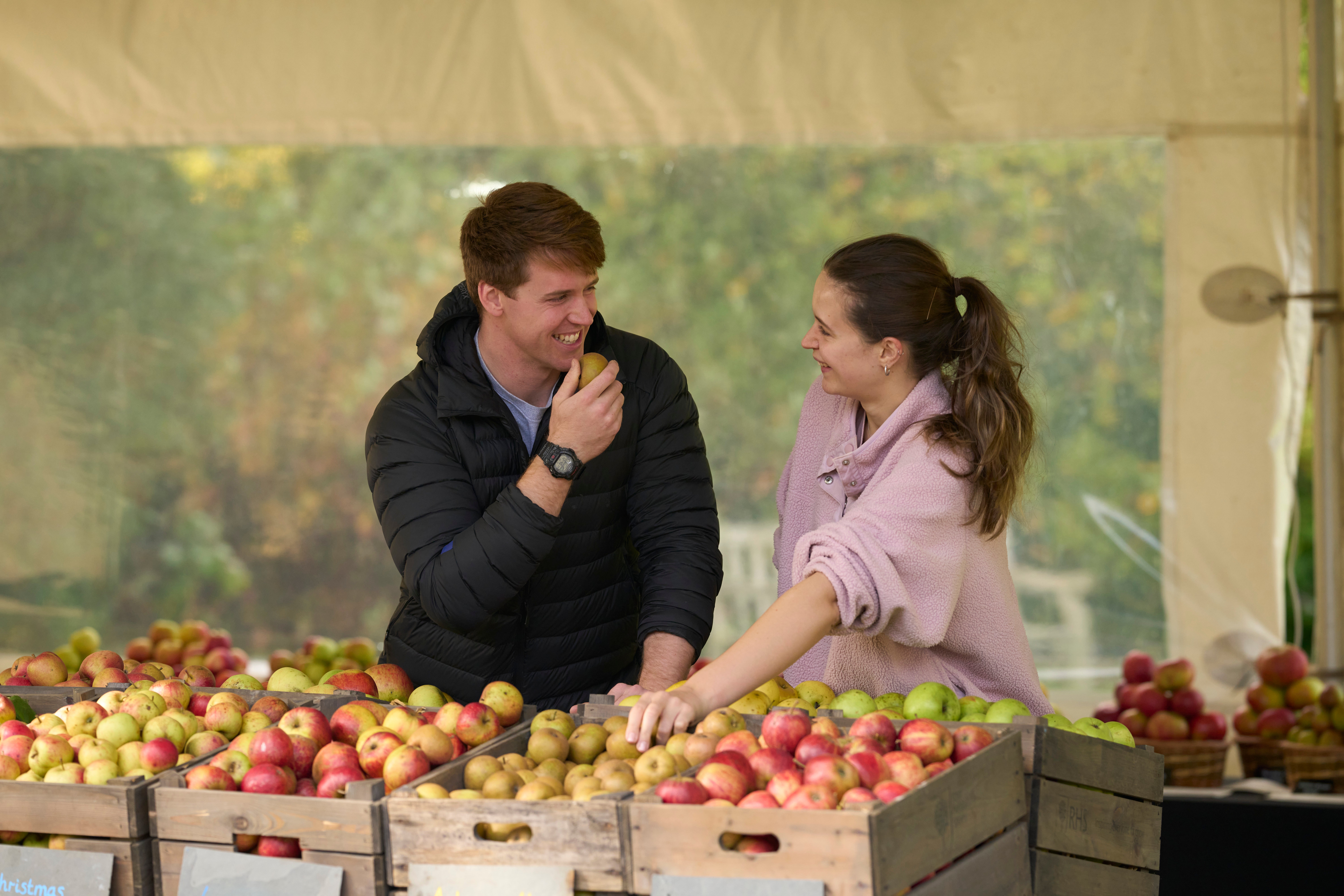 Trying apples at RHS Garden Rosemoor (Guy Harrop/RHS/PA)