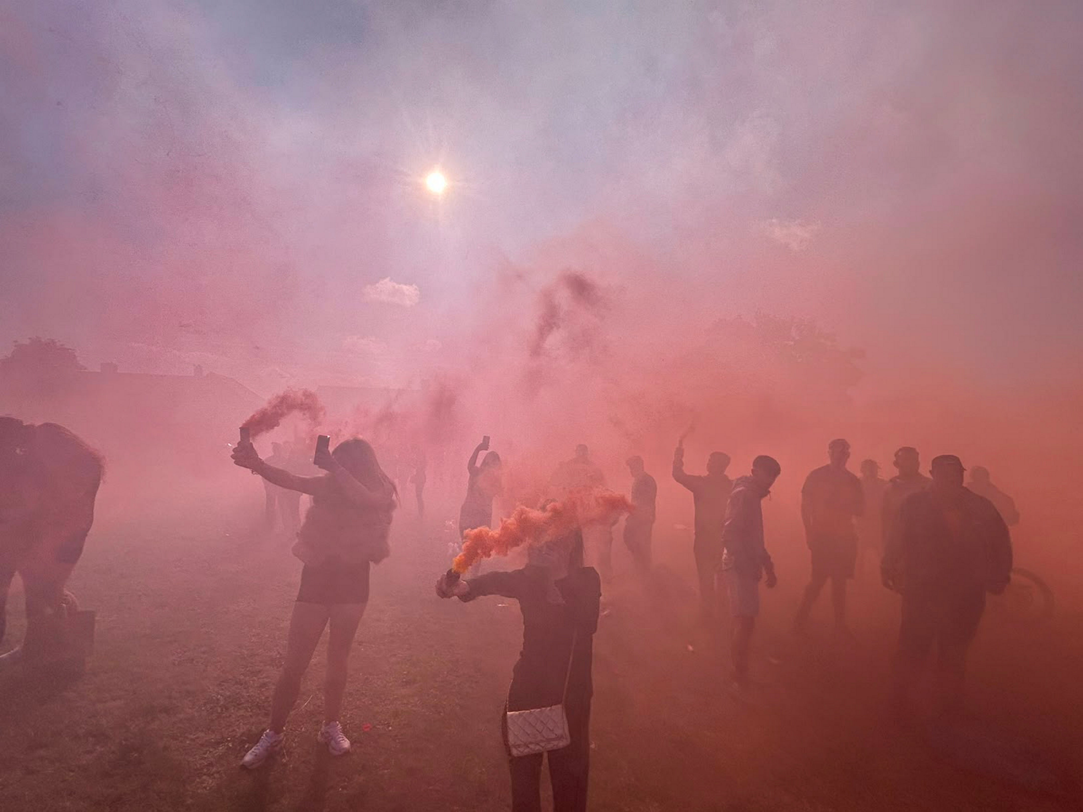 Flares set off and balloons released as hundreds gather for vigil after A66 crash