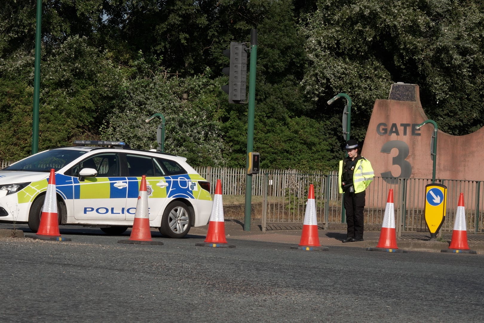 The scene near the A66 in South Bank, near Middlesbrough following a fatal crash involving a police car and a Volkswagen Passat in which seven people died, including two police officers (Richard McCarthy/PA)