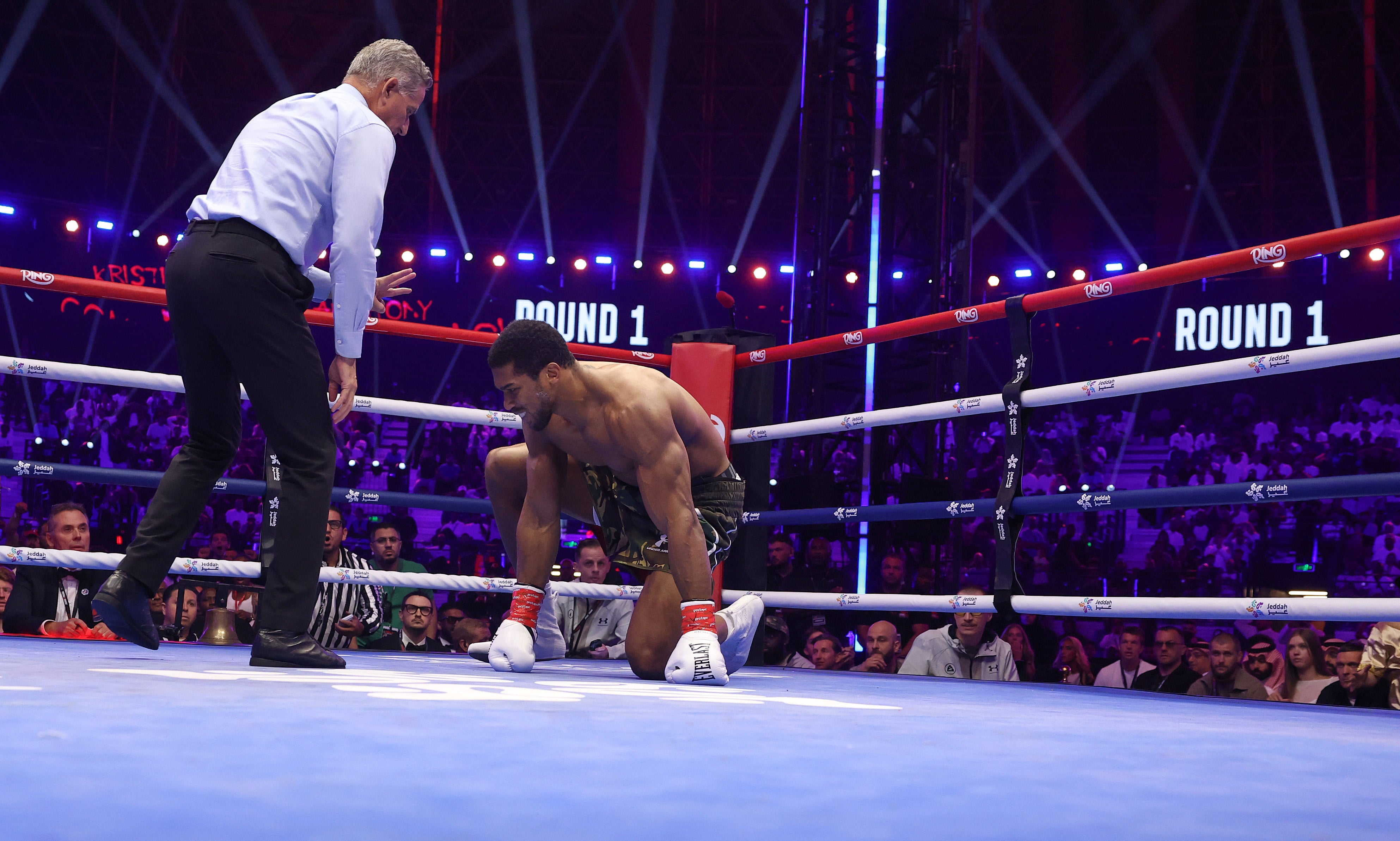 Joshua had to climb off the canvas to beat Prenga