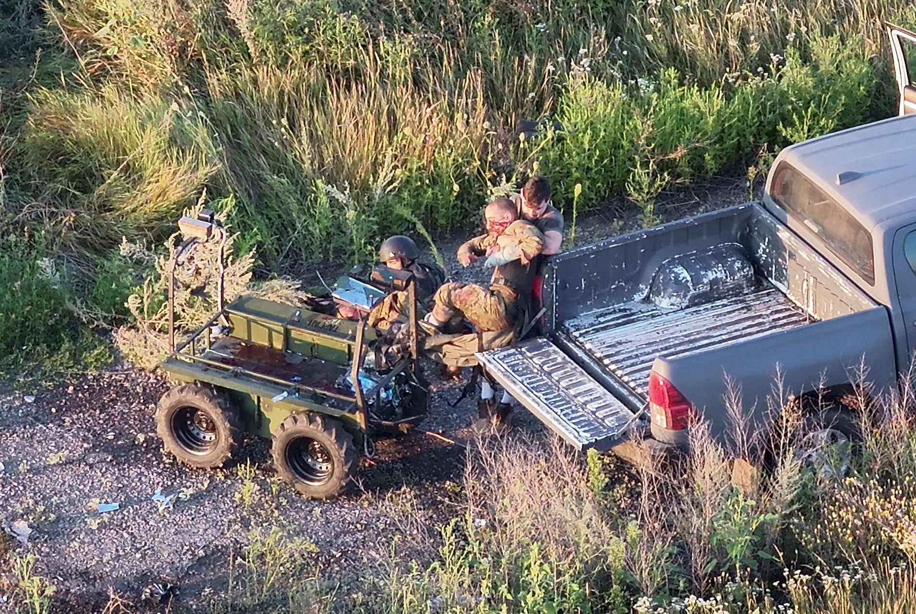 Polskyi, 29 rescues injured service members from an unmanned ground vehicle