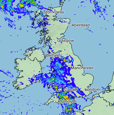 The Met Office has forecast 70 per cent rain coverage in London and Manchester on Saturday, while Cardiff is forecast to see 90 per cent rain coverage