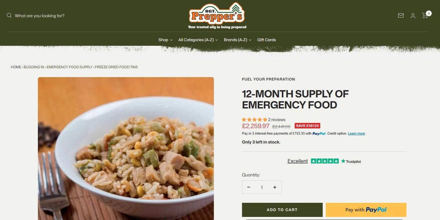 The 12-month supply of food includes '14 great-tasting meals to choose from' and costs £2,259