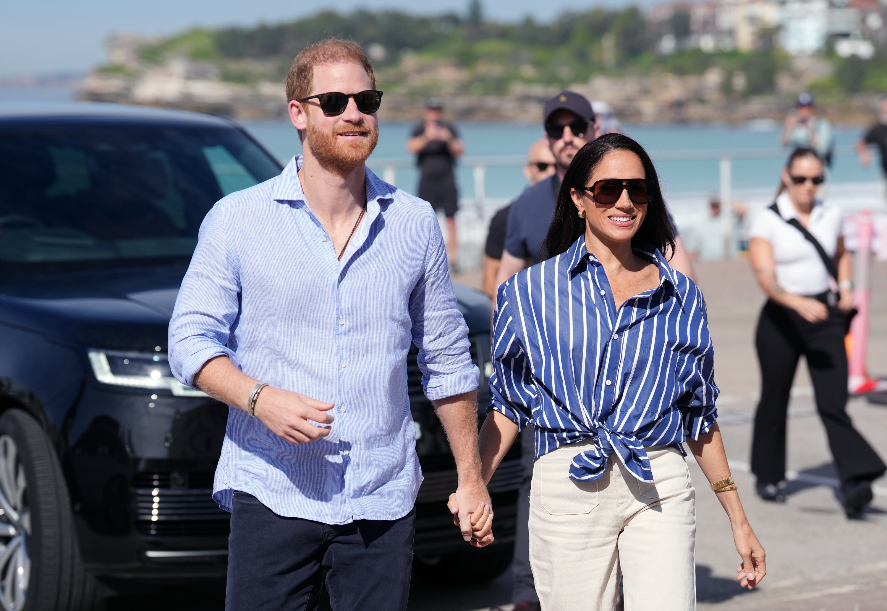 Harry, Meghan, Prince Archie and Princess Lilibet flew into the country on a private plane from California shortly before midday on Wednesday, landing at Birmingham Airport (PA)