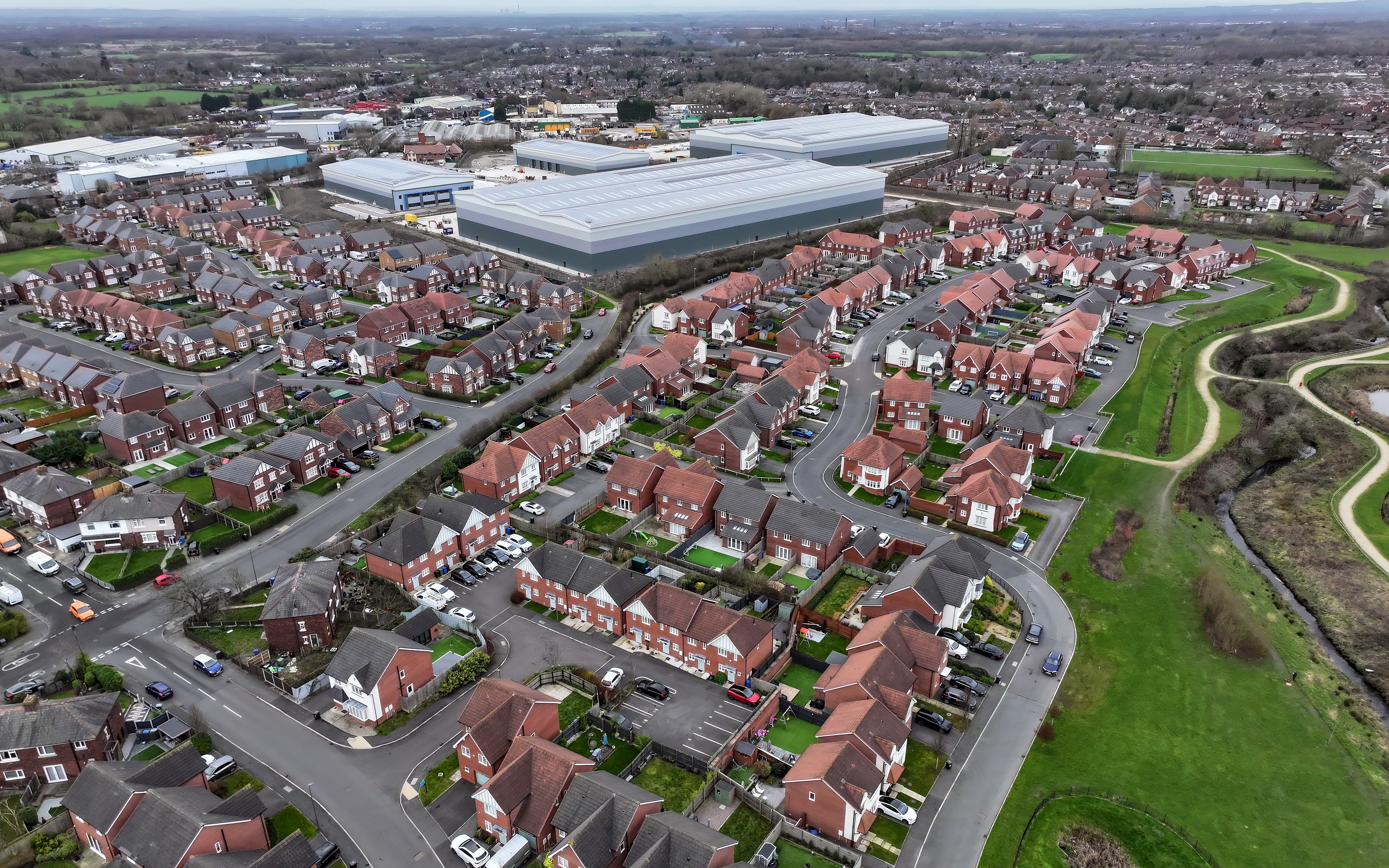 The huge warehouses now dominate the estate