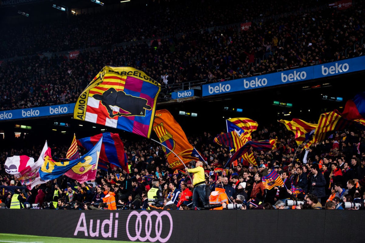 Barcelona president Joan Laporta explains the club's decision to cancel the World Cup tribute and organise a Catalan independence flag display at the Spotify Camp Nou.