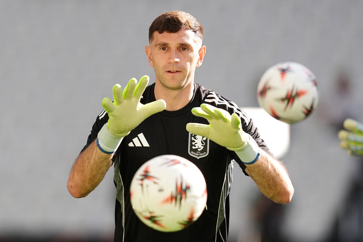 Aston Villa goalkeeper Emiliano Martinez during a Premier League match.