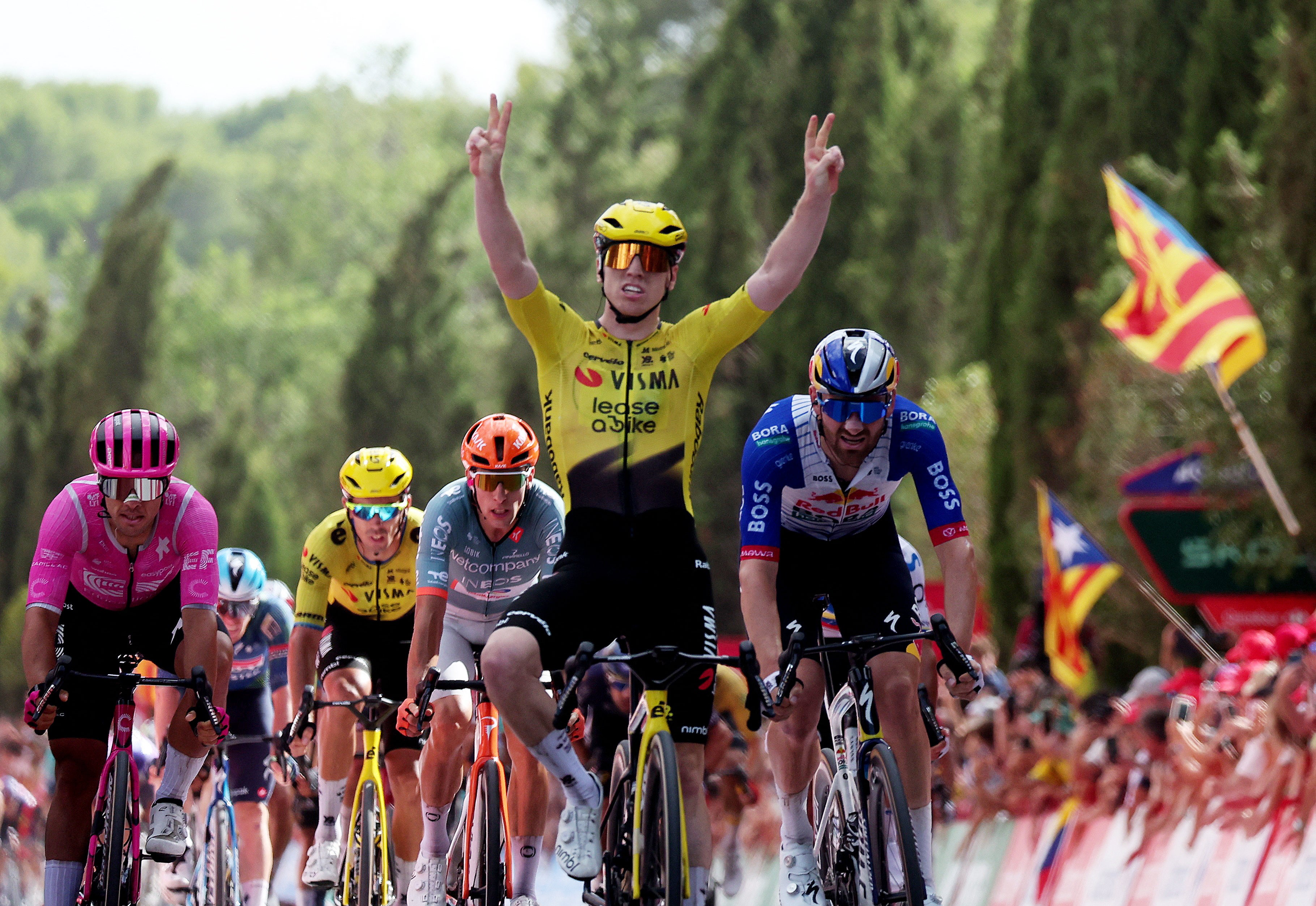 <p>Matthew Brennan has won two stages so far on his debut grand tour</p>