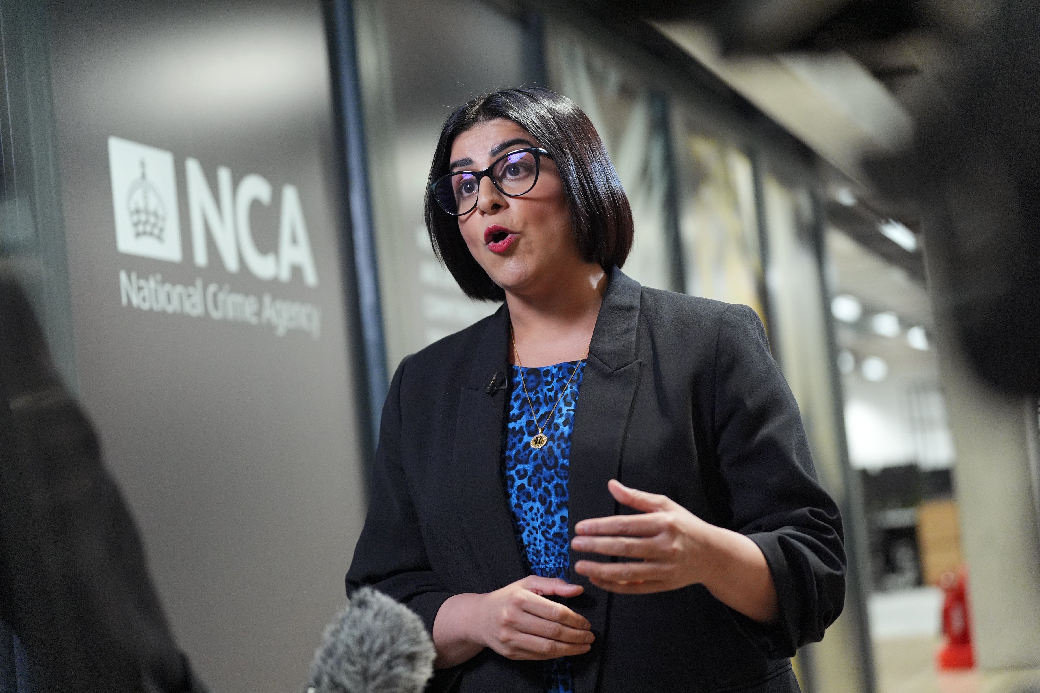 Home Secretary Shabana Mahmood speaks to the media