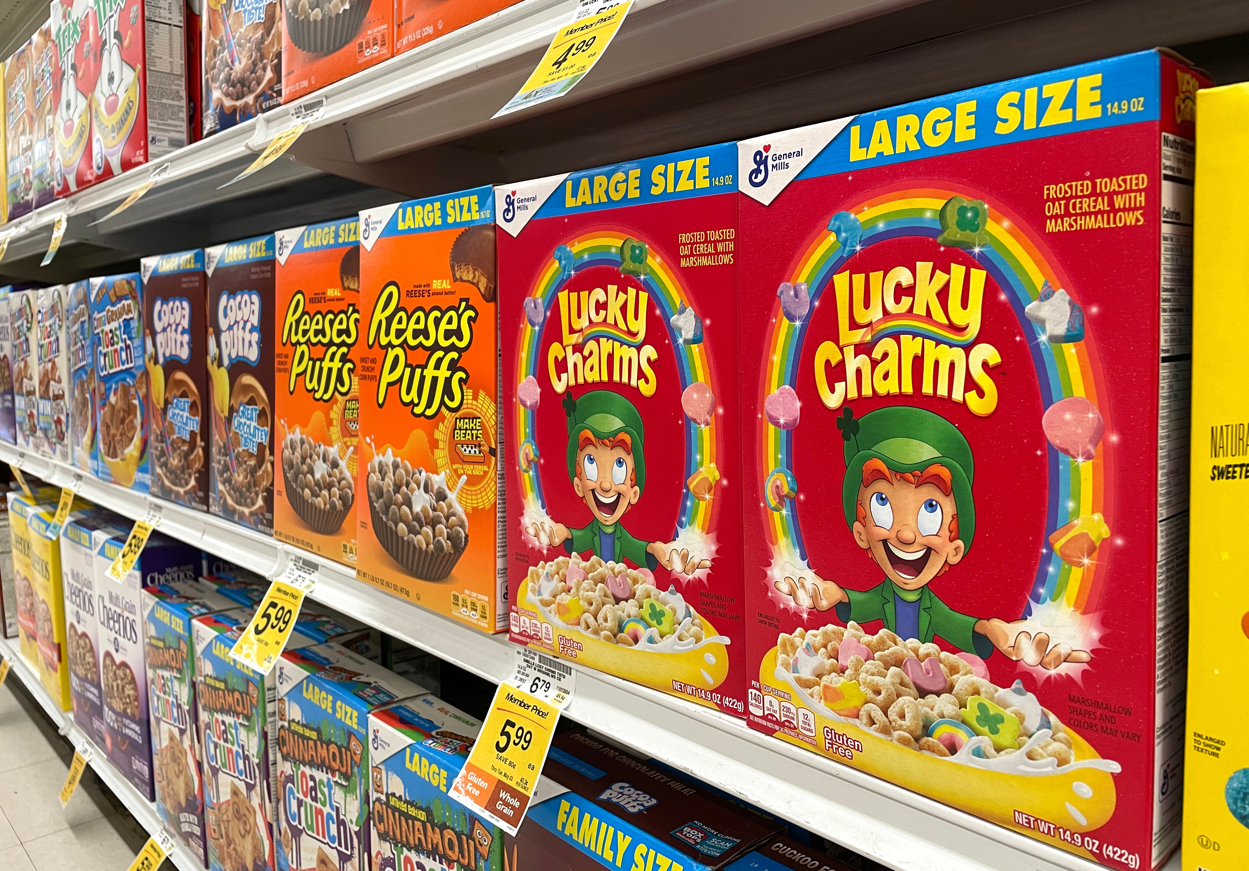 General Mills removes artificial dyes from its cereals including Lucky Charms and Trix