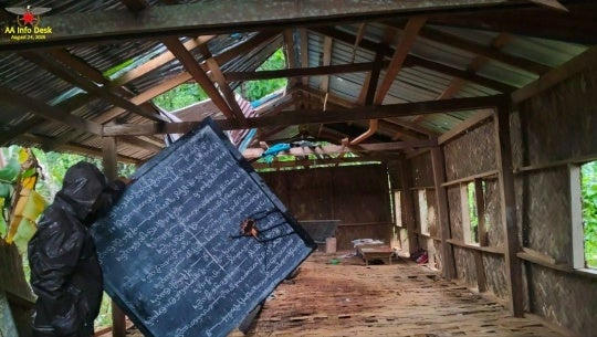 The monastic school collapsed that was struck at Sein Nyin Wa village
