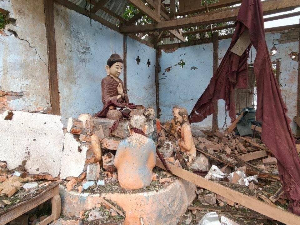 Aftermath of the airstrikes at Sein Nyin Wa village